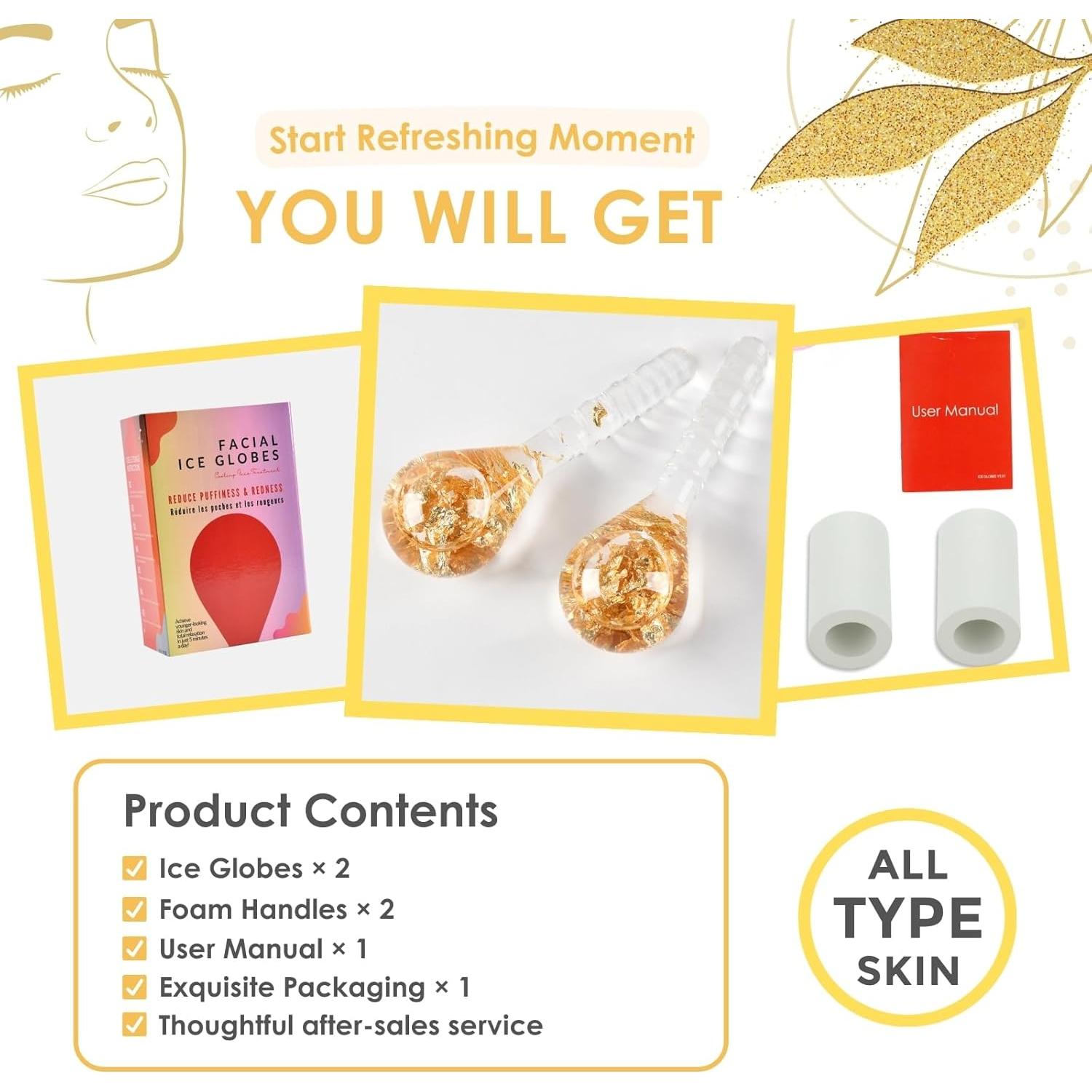 Esferas de Hielo Facial Lazzybeauty - Masajeador Frío para Piel