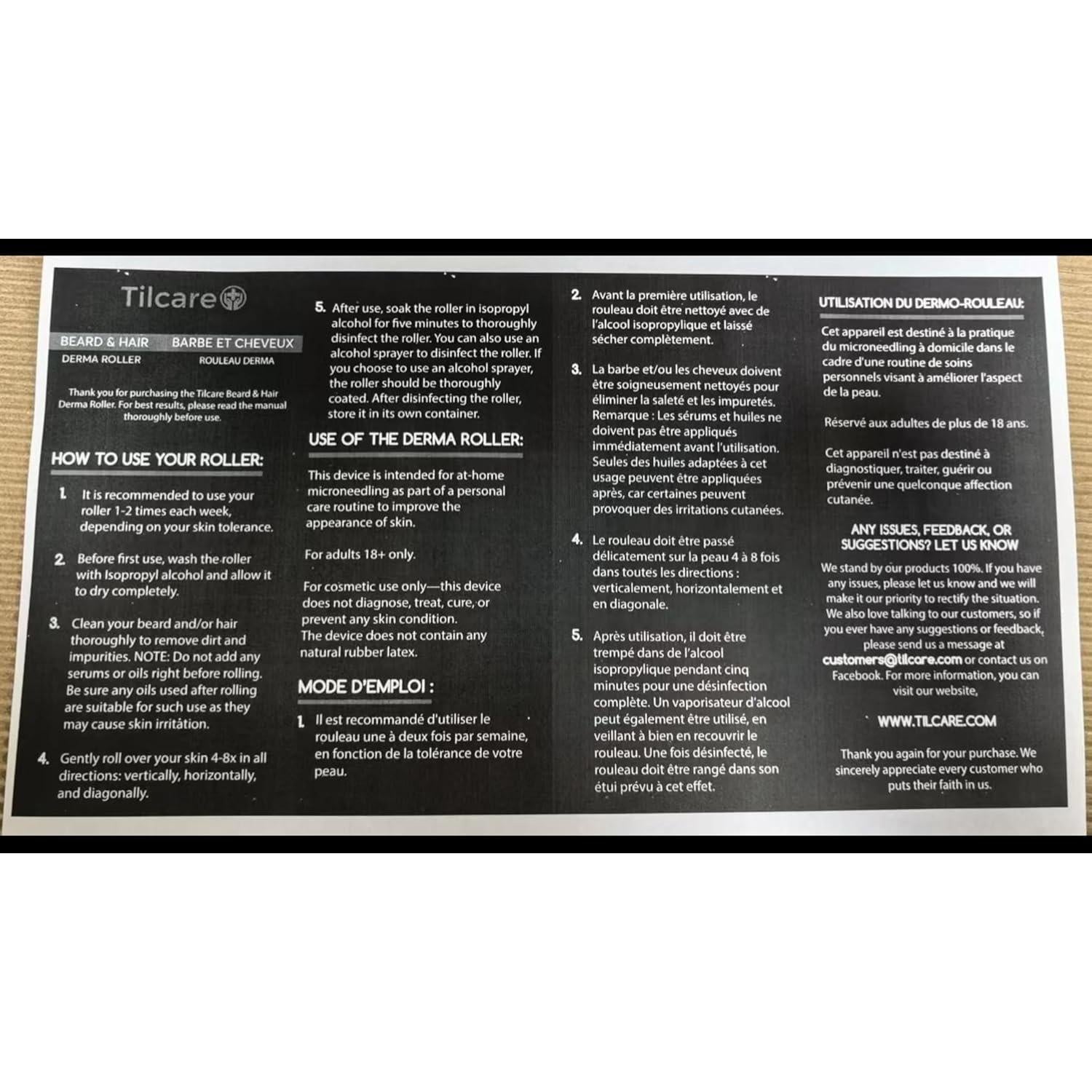 Rodillo Derma para Barba y Cabello Tilcare 0.25mm Titanio