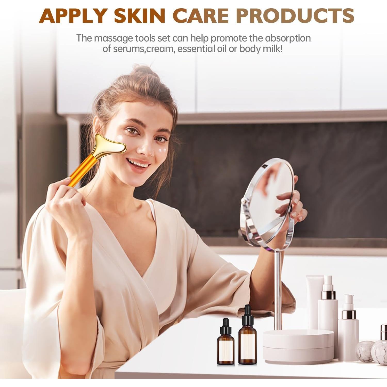 Masajeador Facial Eléctrico Amirce Gua Sha y Rodillo de Hielo