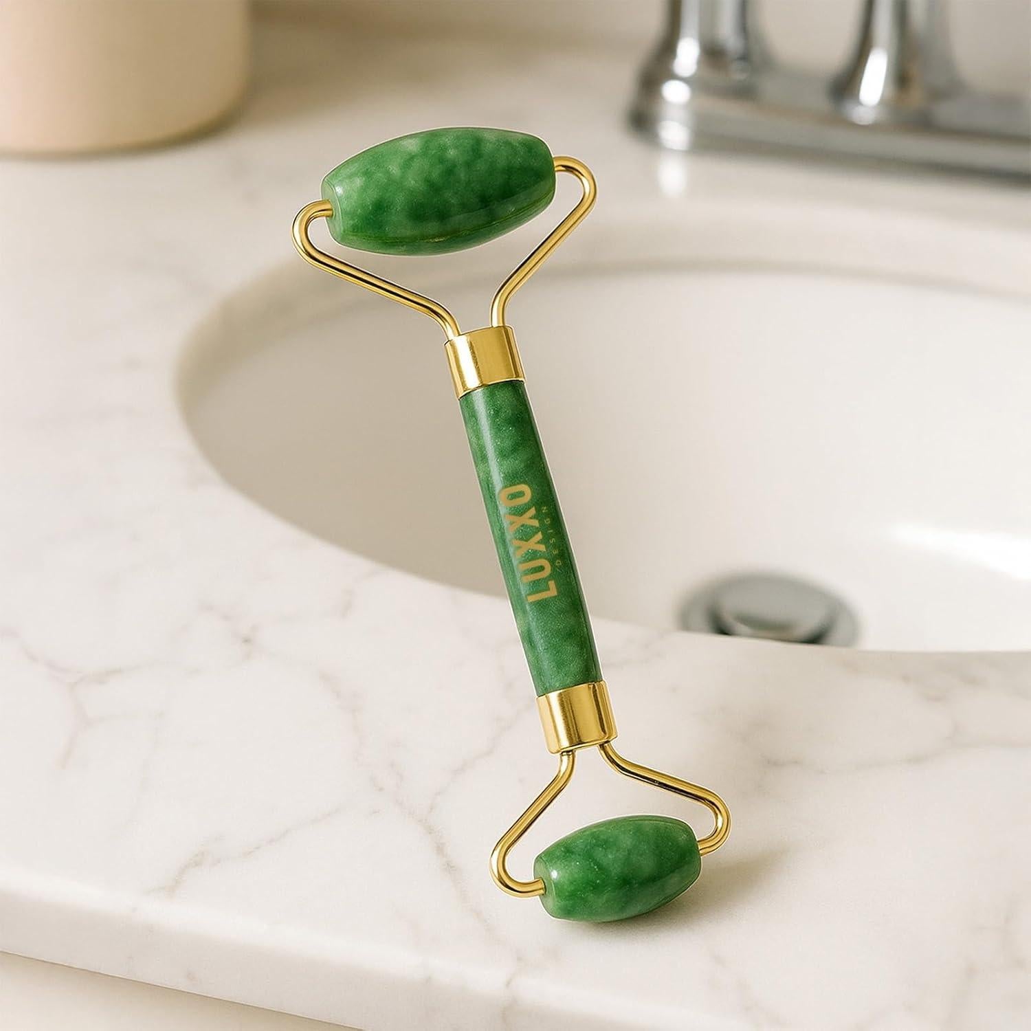 Rodillo de Masaje Facial Cuarzo Rosa LUXXO DESIGN Set Gua Sha