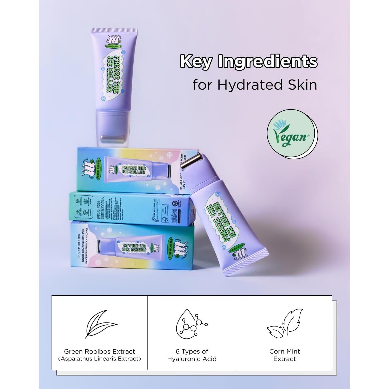 Rodillo Facial de Hielo CHASIN' RABBITS con Suero Hidratante 50ml