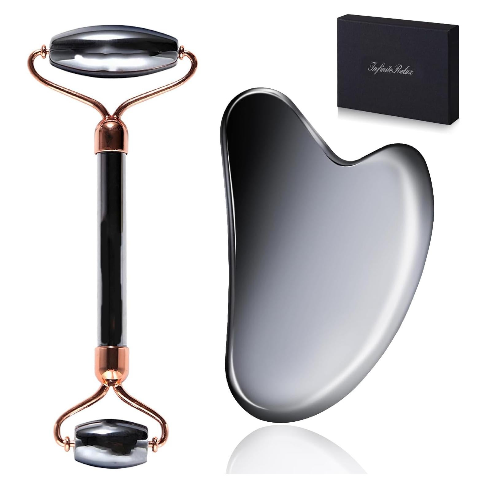 Set Gua Sha y Rodillo Facial Terahertz InfiniteRelax - 21x17cm