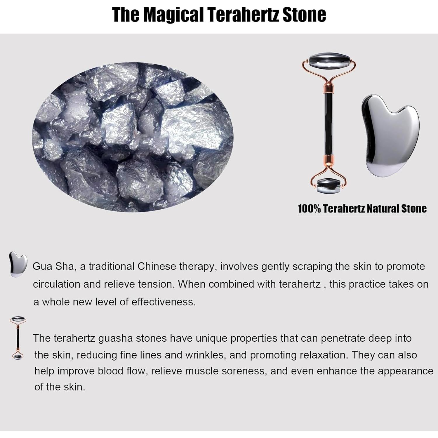 Set Gua Sha y Rodillo Facial Terahertz InfiniteRelax - 21x17cm