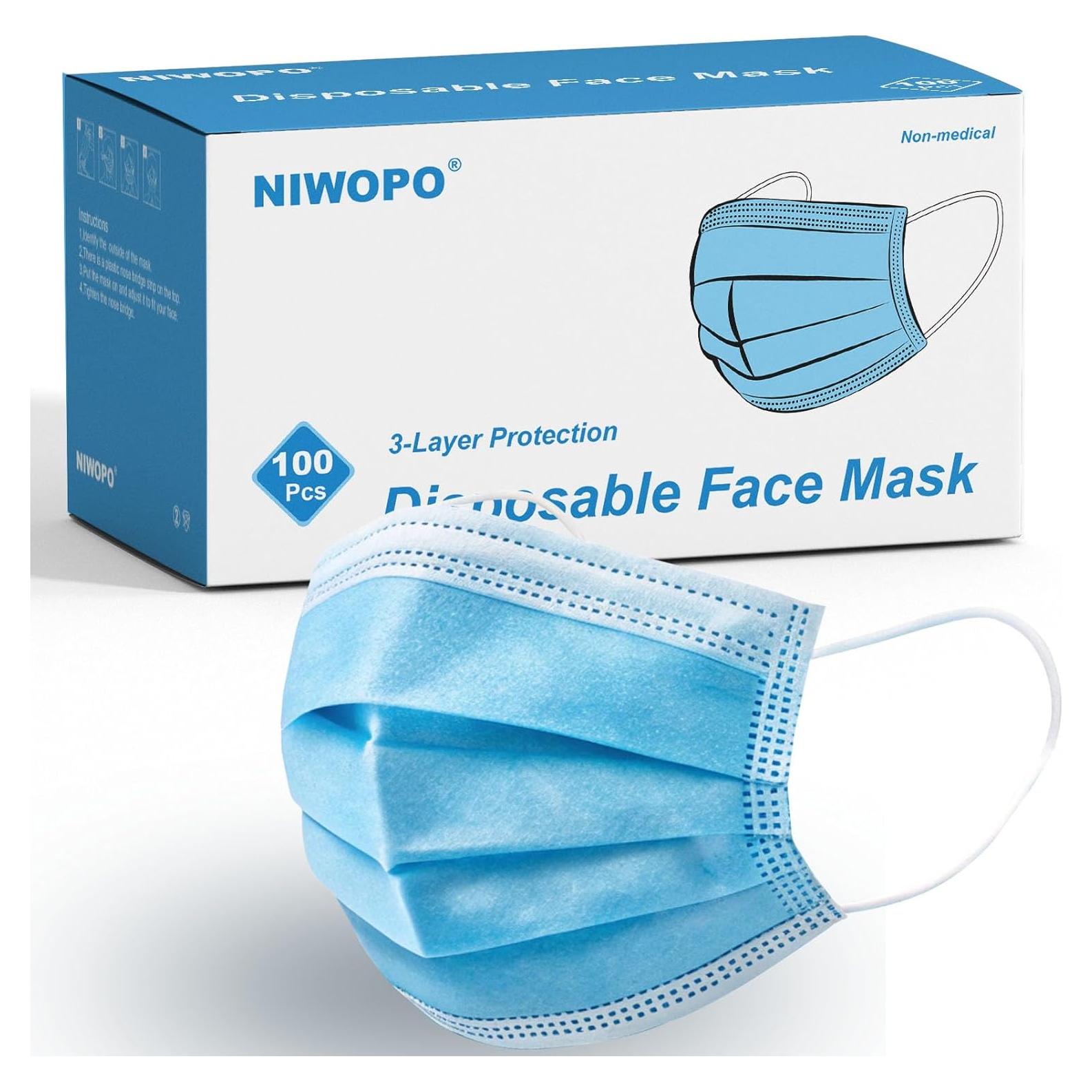 Mascarillas Desechables 3 Capas Azul - 100 Unidades