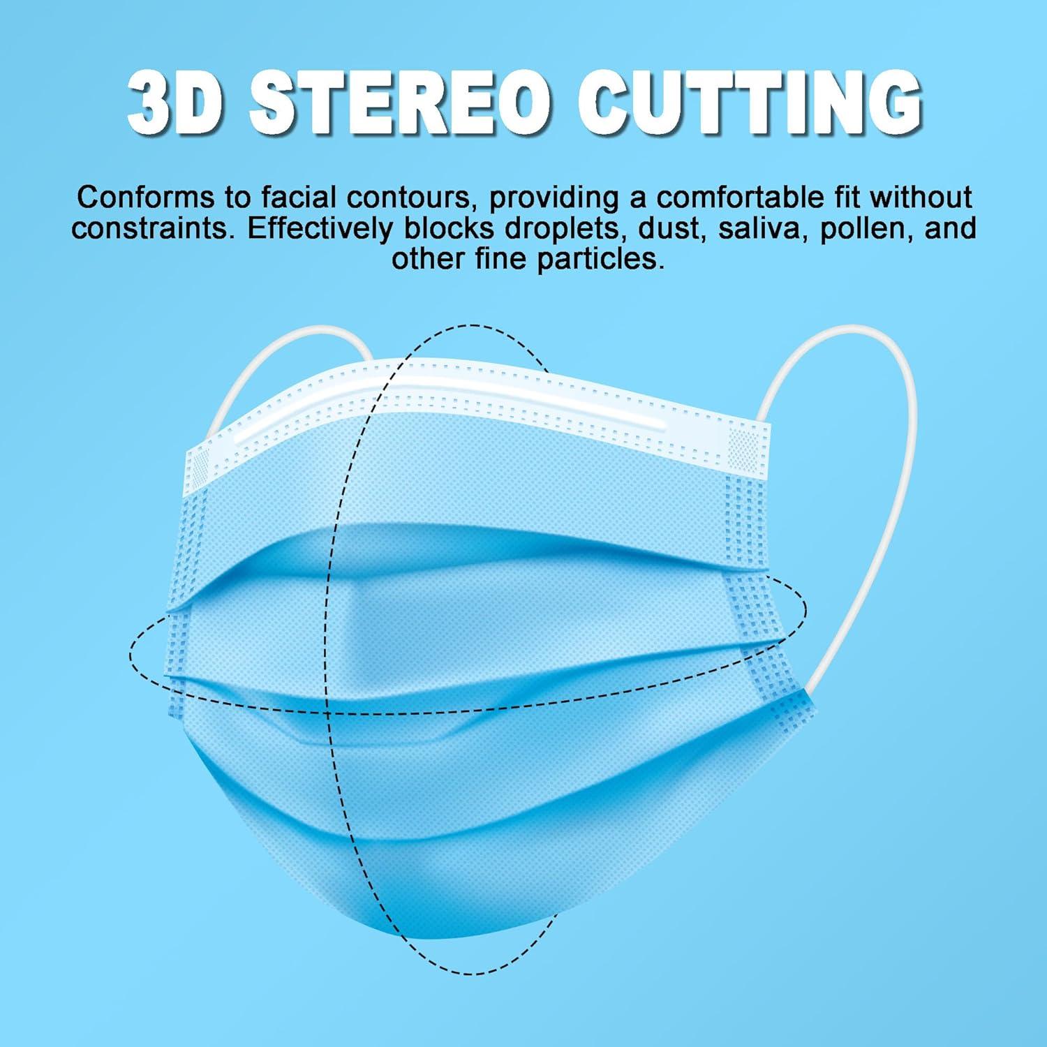 Mascarillas Desechables 3 Capas Azul - 100 Unidades