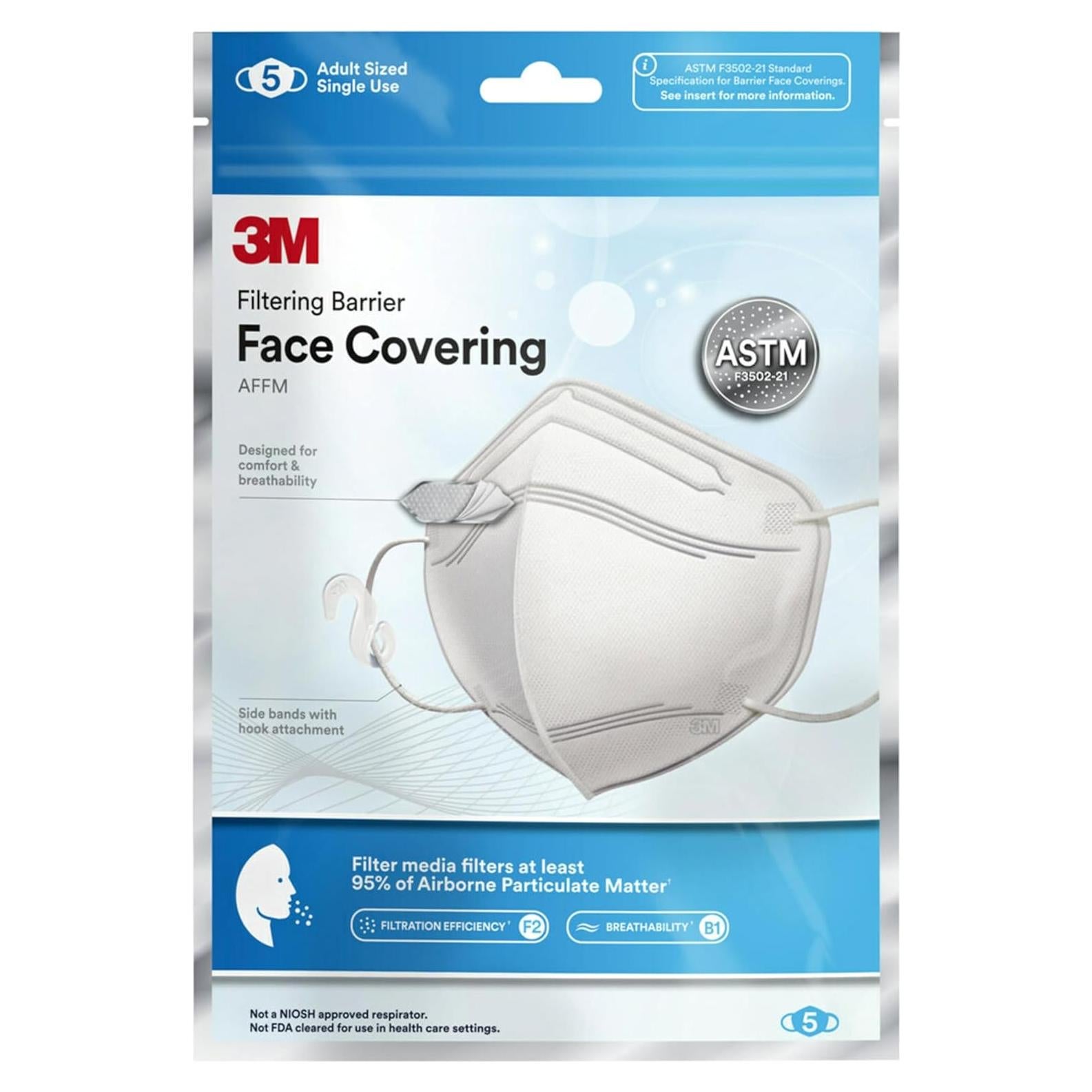 Cubierta Facial de Barrera Filtrante 3M AFFM-5, Paquete de 5