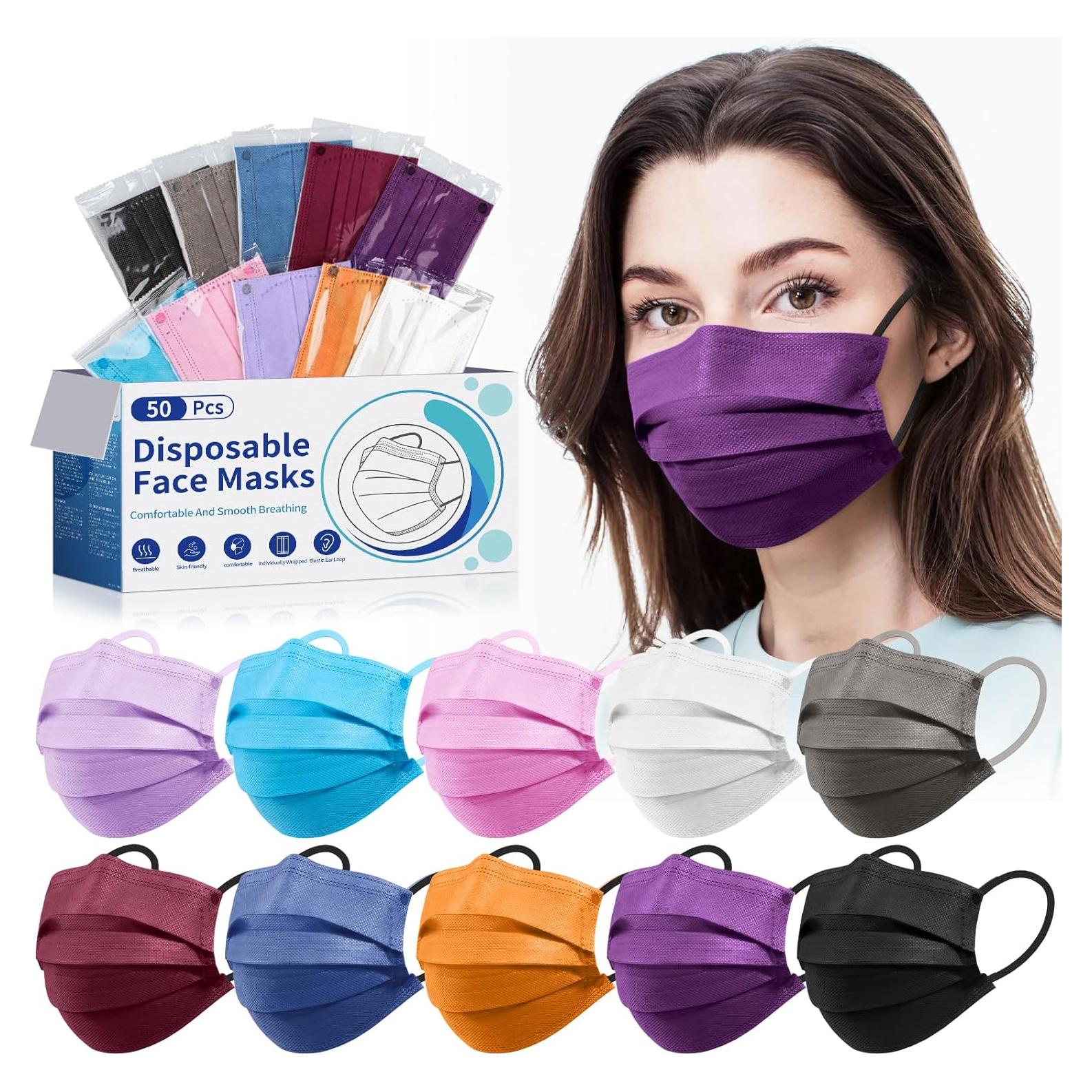 Mascarillas Desechables NEWLA 4 Capas - 50 Unidades, 10 Colores