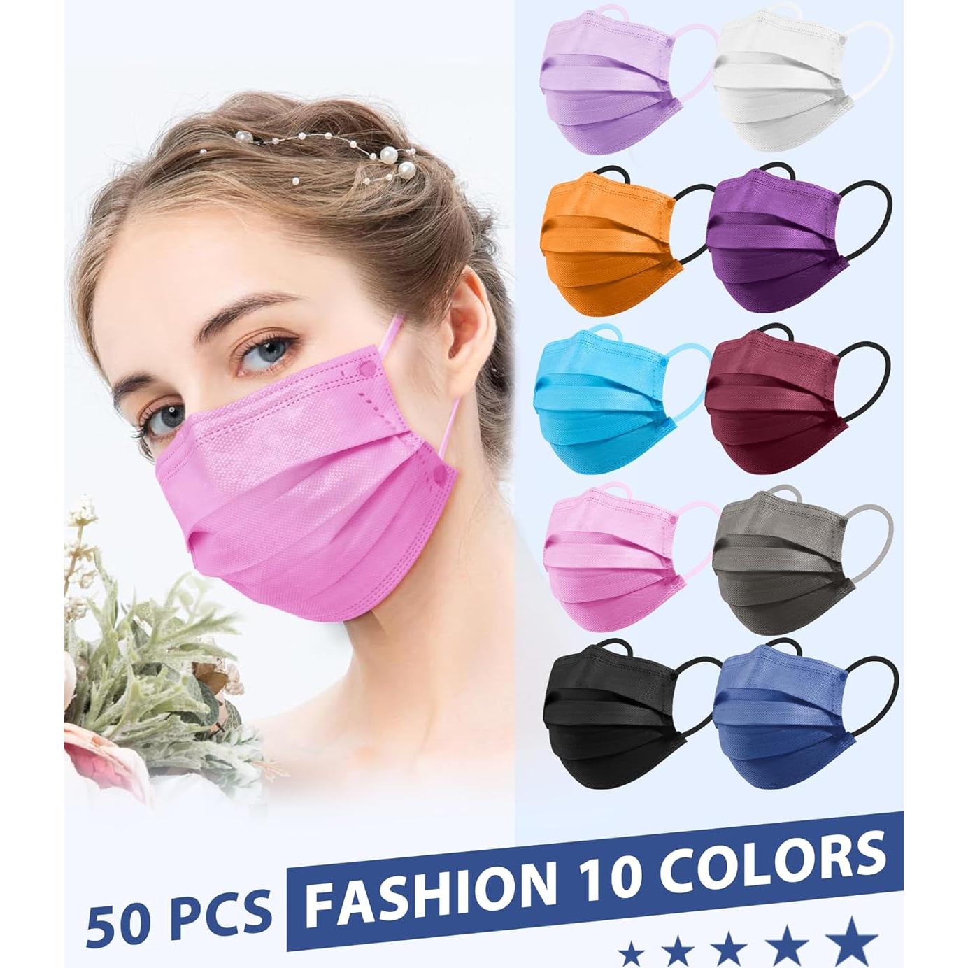 Mascarillas Desechables NEWLA 4 Capas - 50 Unidades, 10 Colores