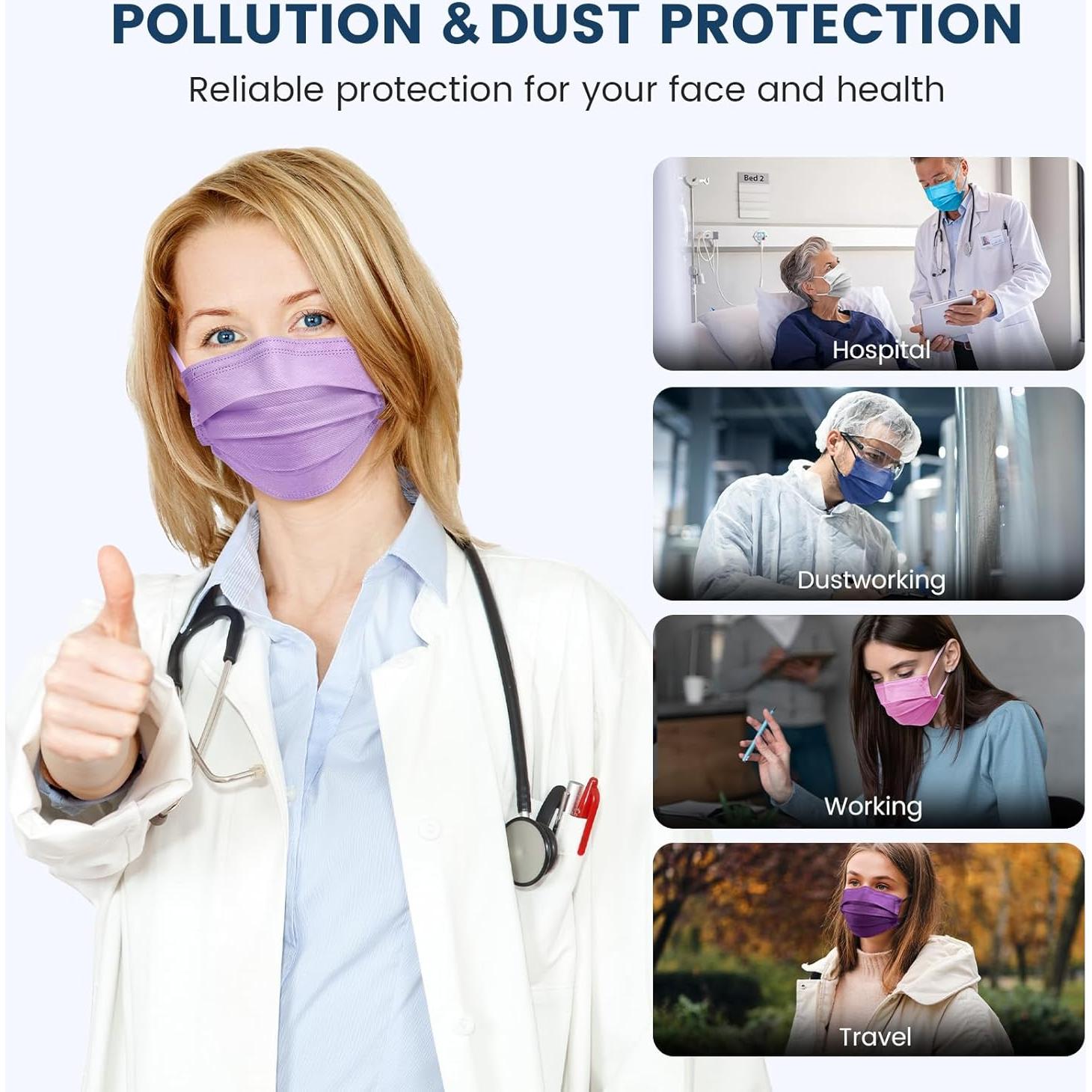 Mascarillas Desechables NEWLA 4 Capas - 50 Unidades, 10 Colores