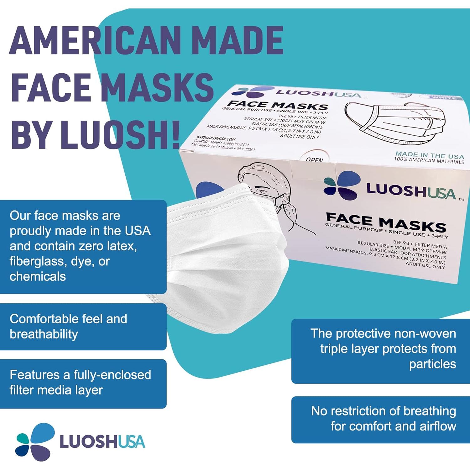 Mascarillas Desechables Luosh 3 Capas 50pcs Adultos Niños