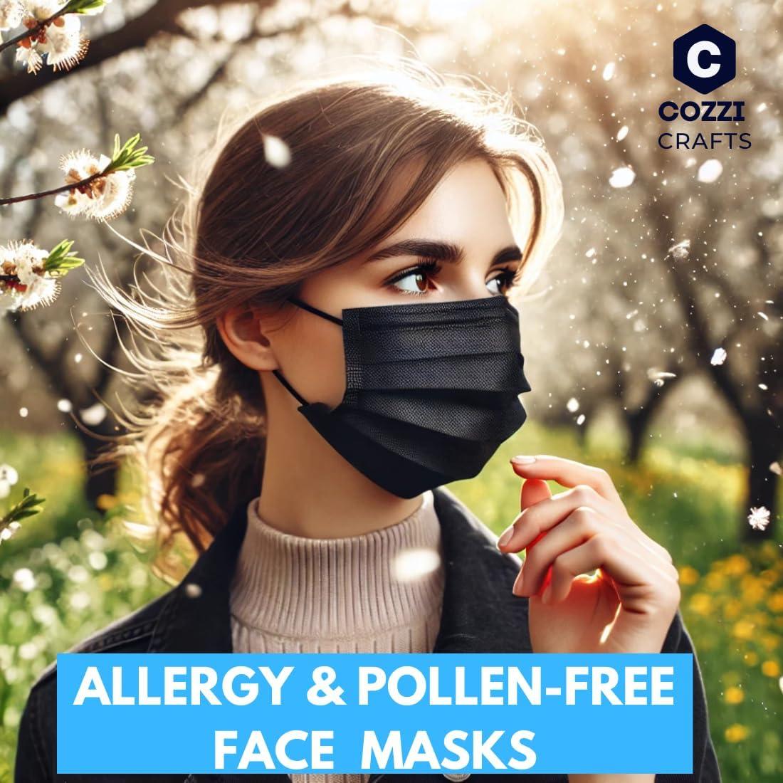 Mascarillas Negras Desechables 3 Capas Cozzi Crafts 100 Pk