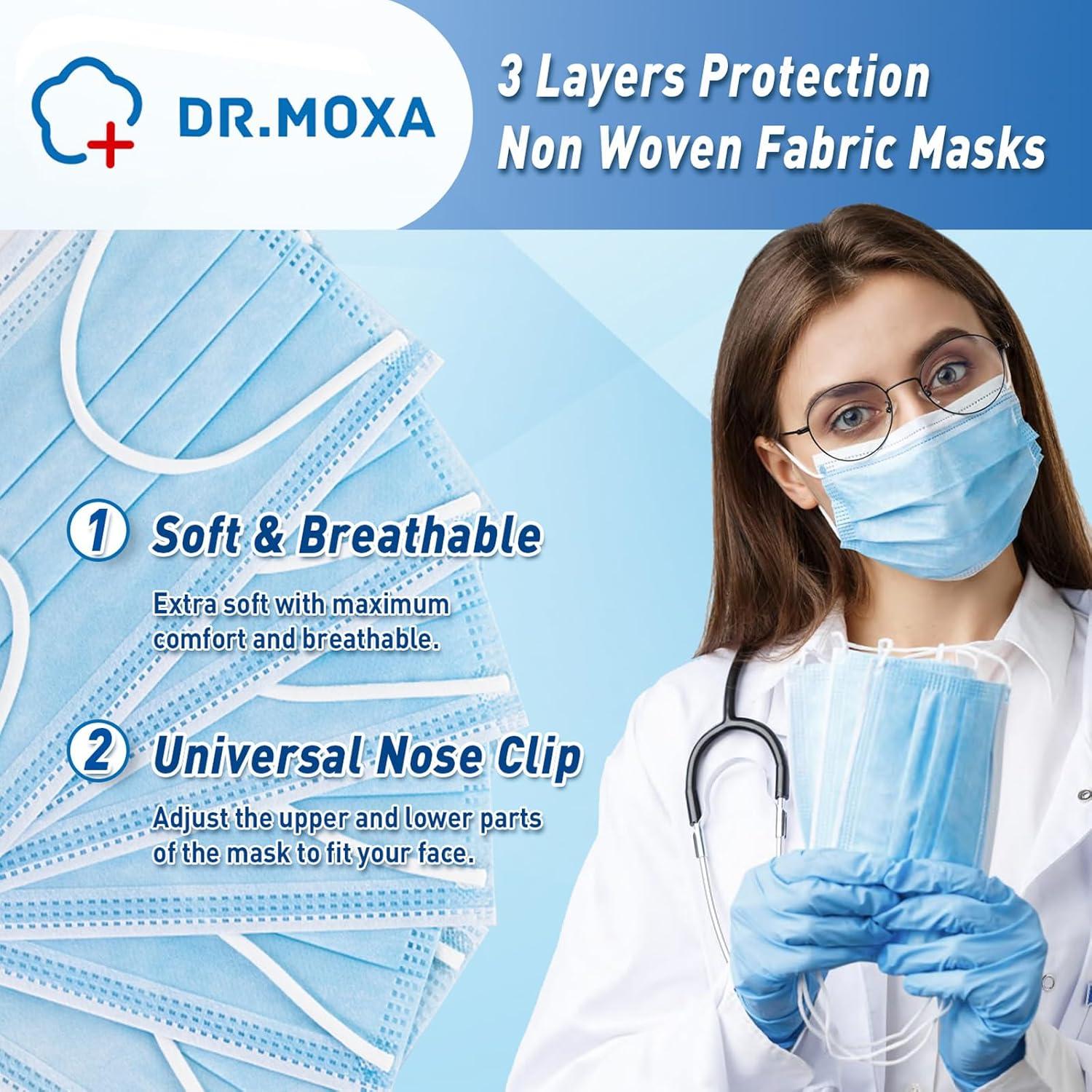 Paquete de 100 Mascarillas Desechables DR.MOXA 3 Capas Adultos