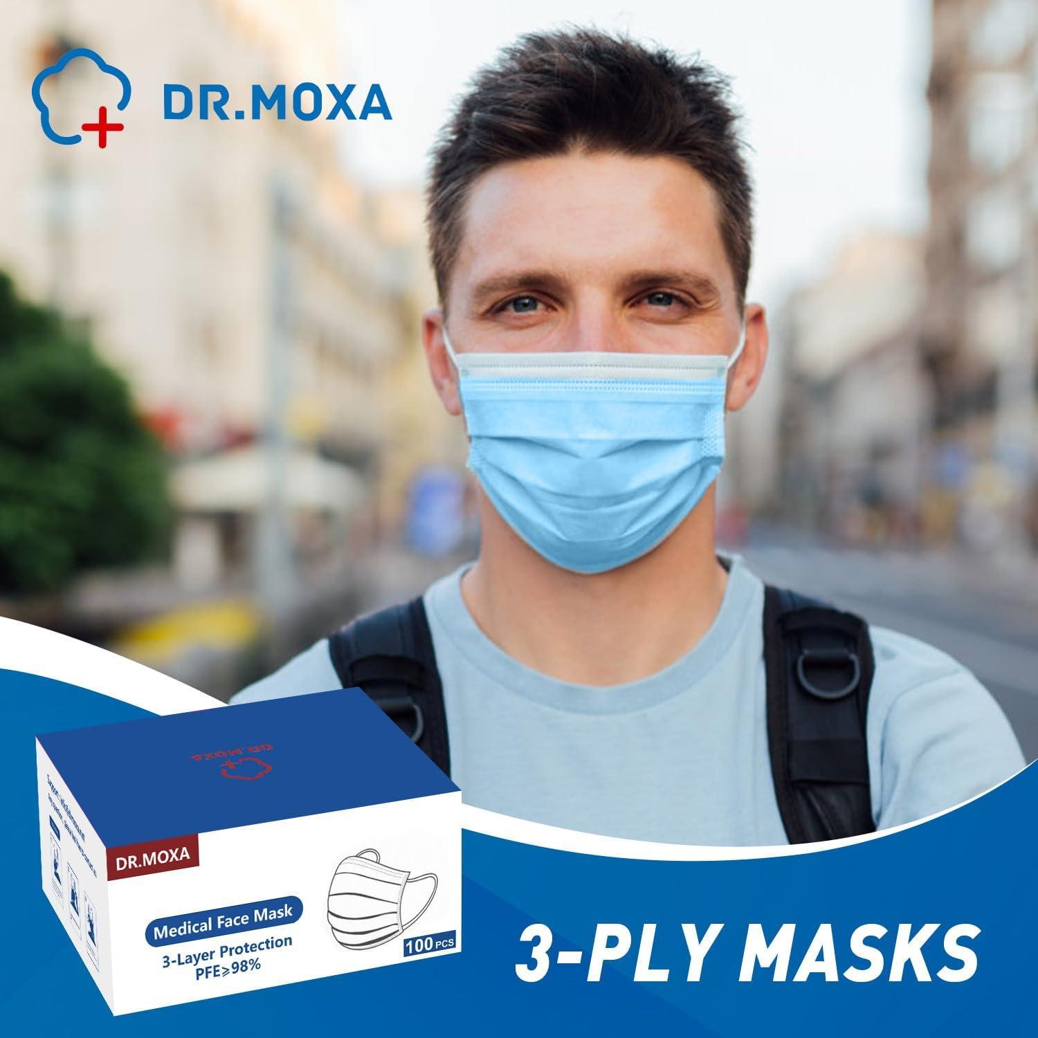 Paquete de 100 Mascarillas Desechables DR.MOXA 3 Capas Adultos