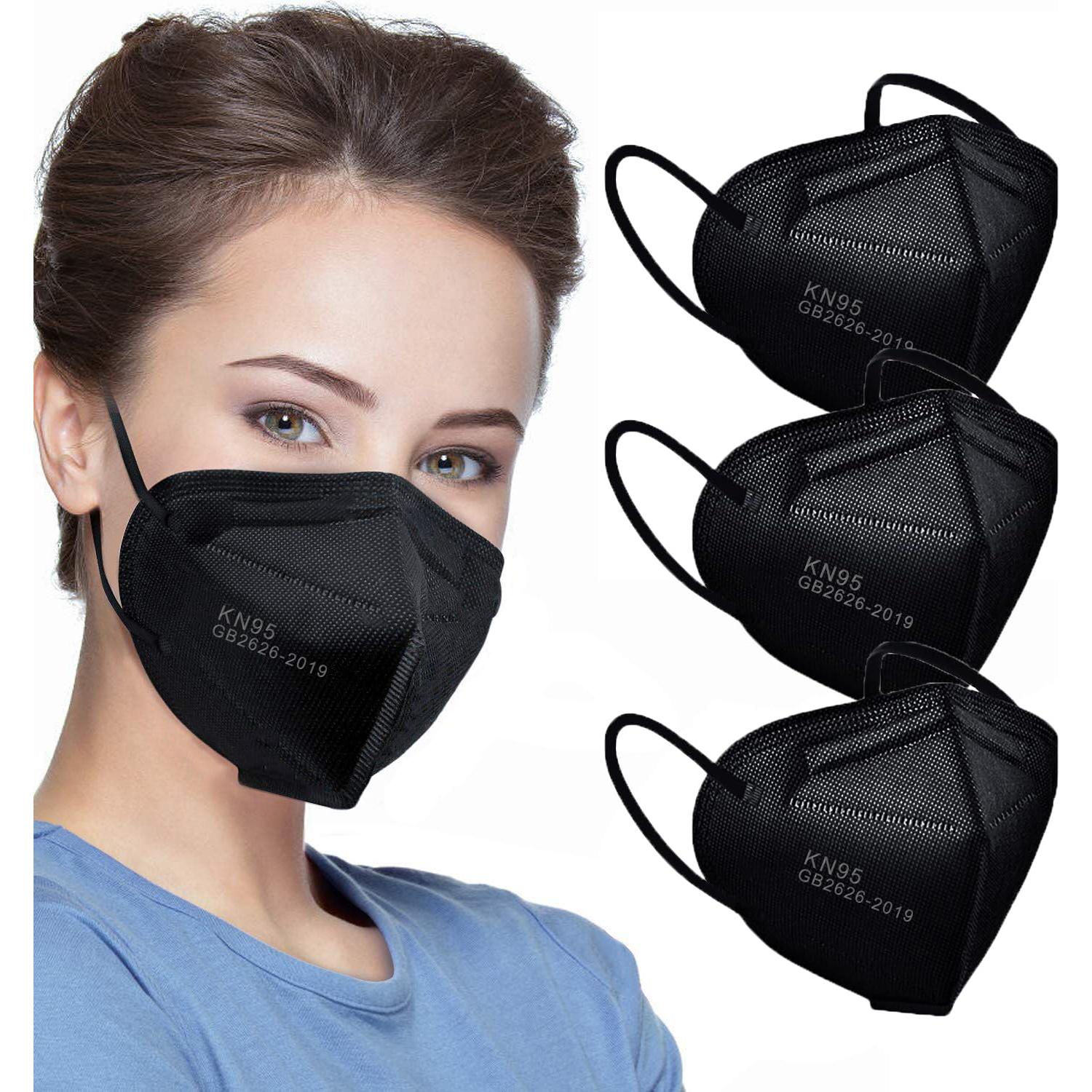 Mascarillas KN95 LEMENT 50pcs Negras 5 Capas Filtro >95%