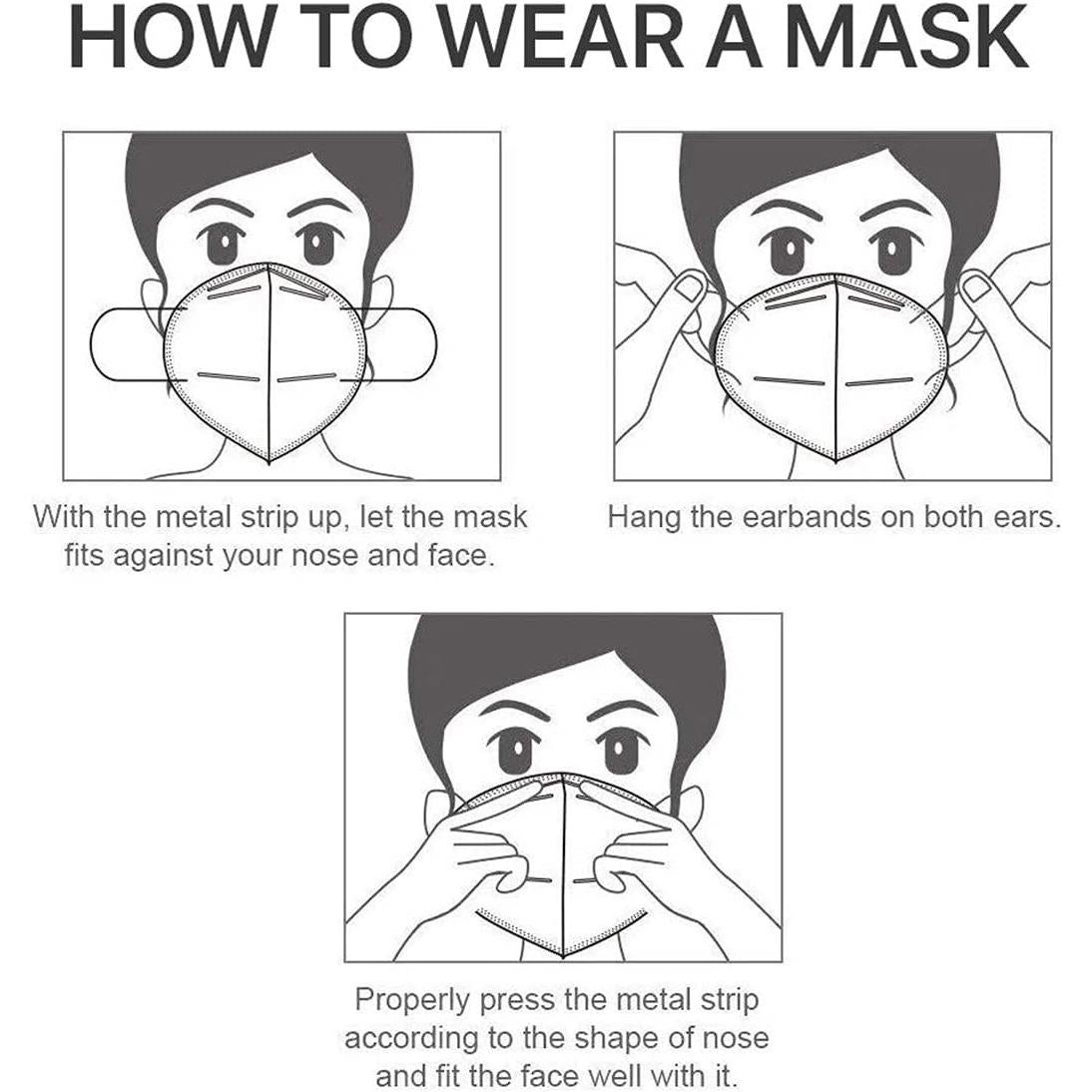 Mascarillas KN95 LEMENT 50pcs Negras 5 Capas Filtro >95%