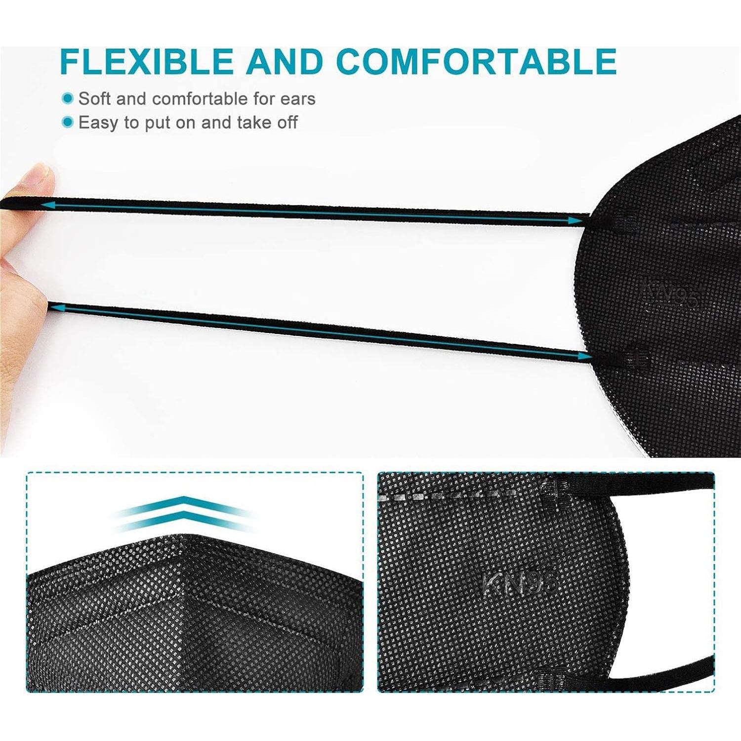 Mascarillas KN95 LEMENT 50pcs Negras 5 Capas Filtro >95%