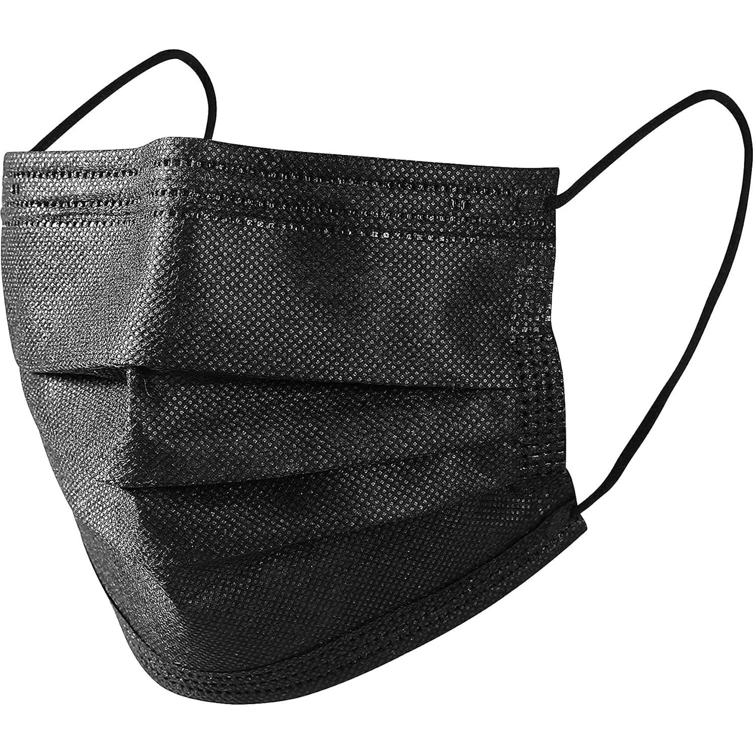 Face Masks, 25 Pack, Black, 3-Ply, Disposable