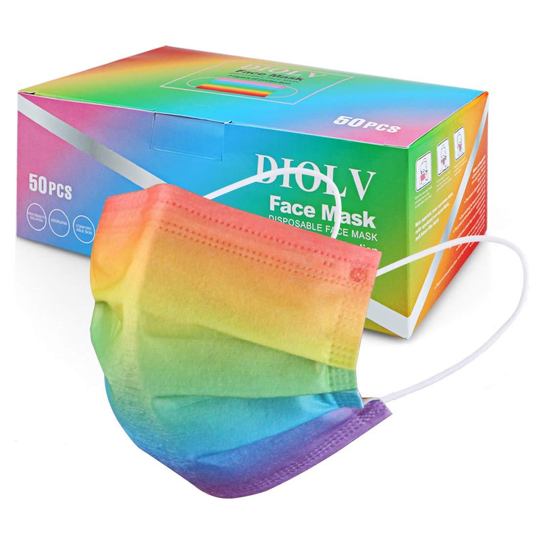 Mascarillas Desechables 3 Capas DIOLV 50 Pcs Arcoíris Gradiente