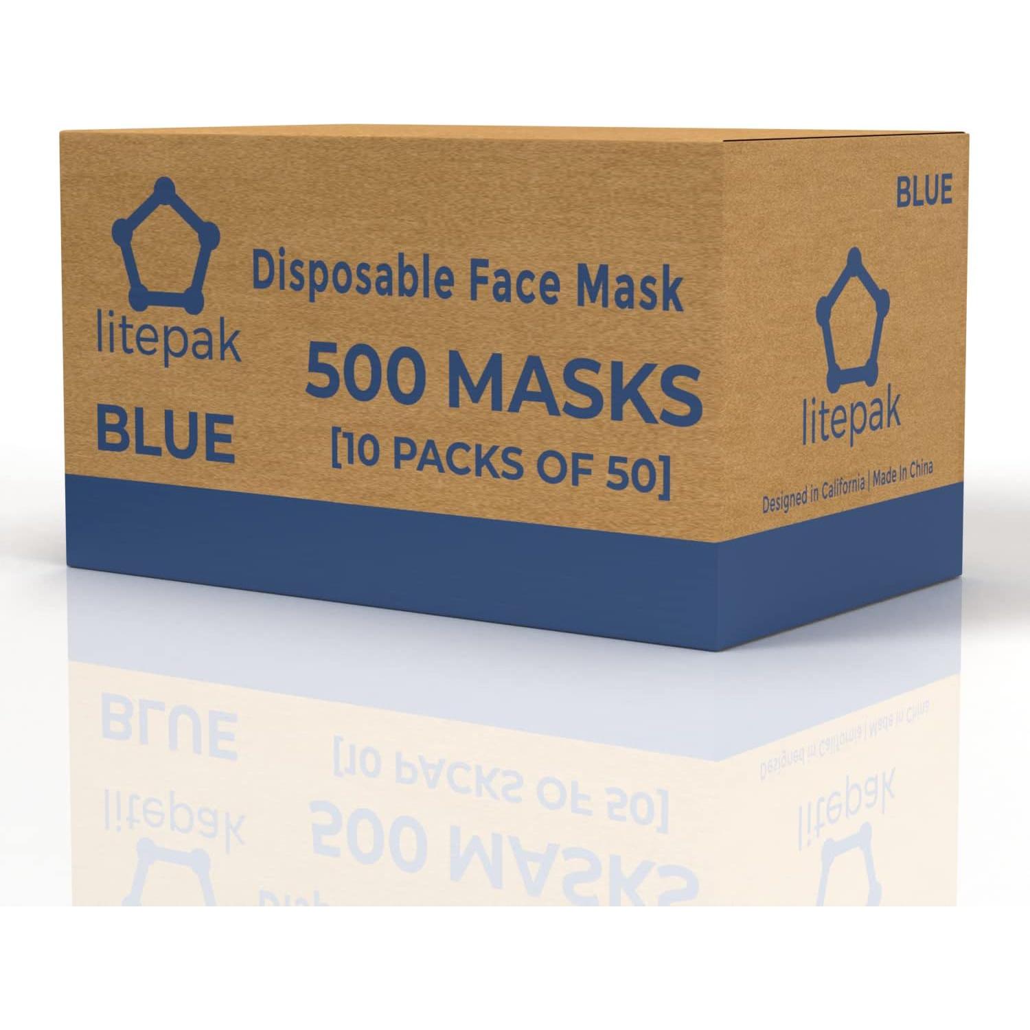 Mascarillas Desechables Litepak 500pcs 3 Capas Azul