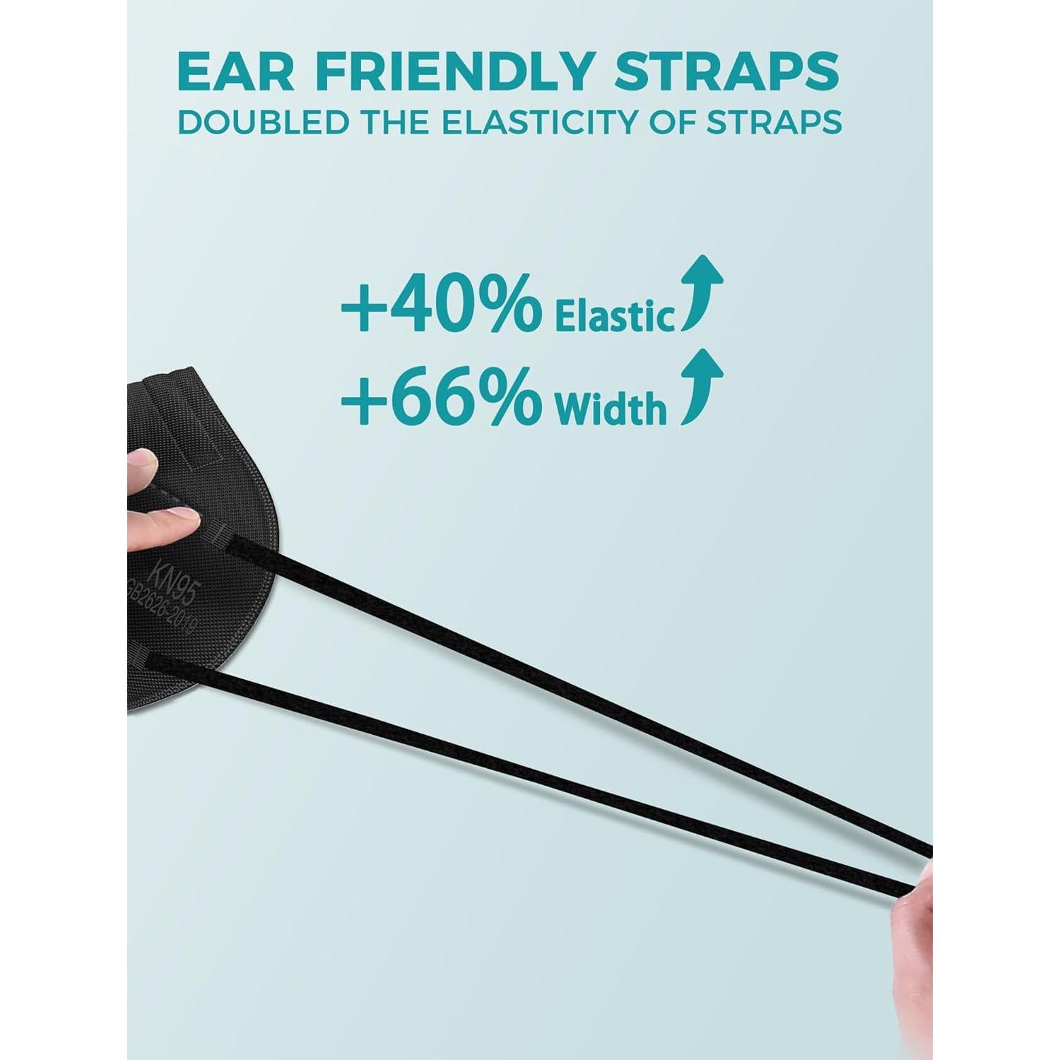 Mascarillas Faciales KN95 TOPMAX 50 Unidades Negra Transpirables