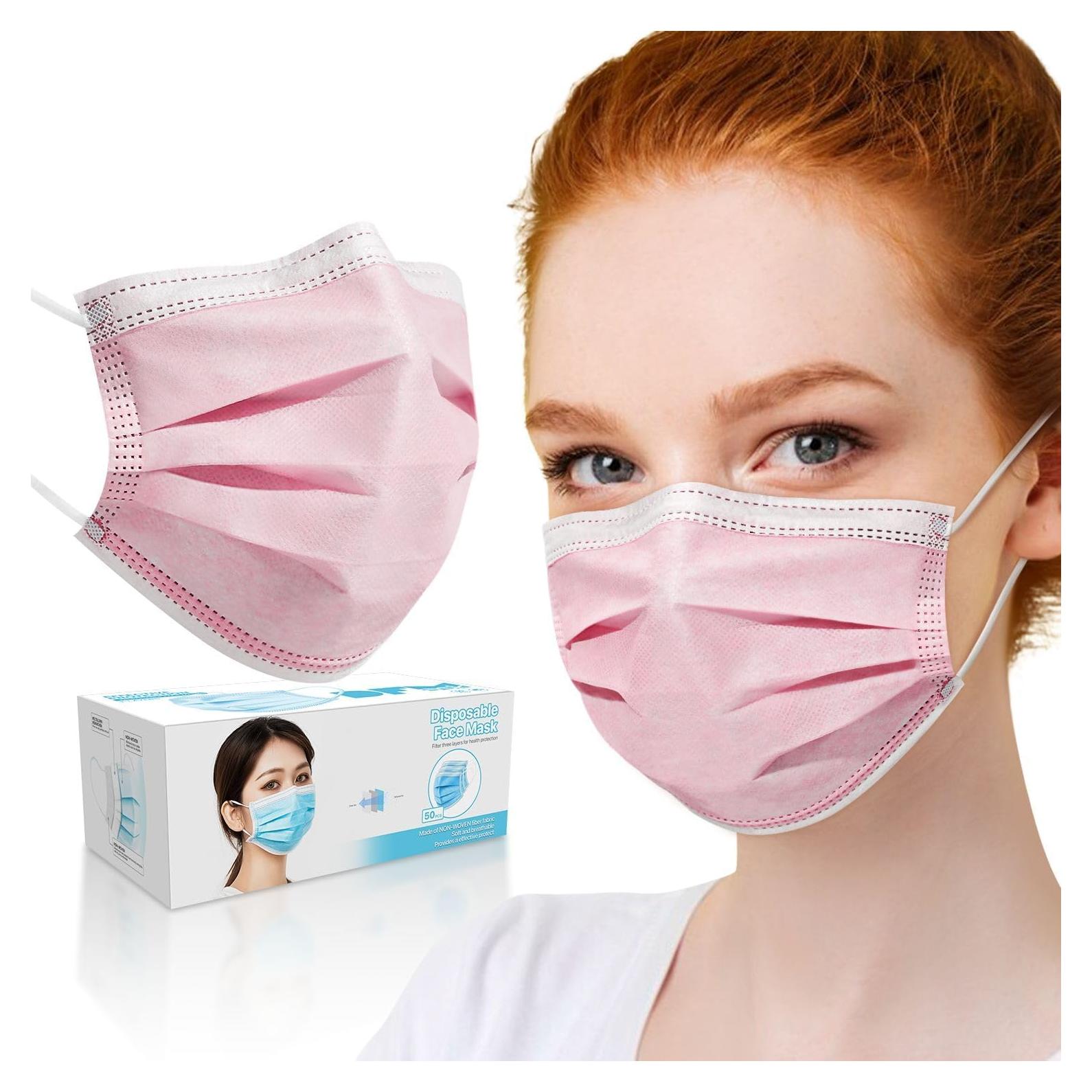 Mascarillas Desechables PM PERFORMOTOR 50 Pcs Rosa 3 Capas