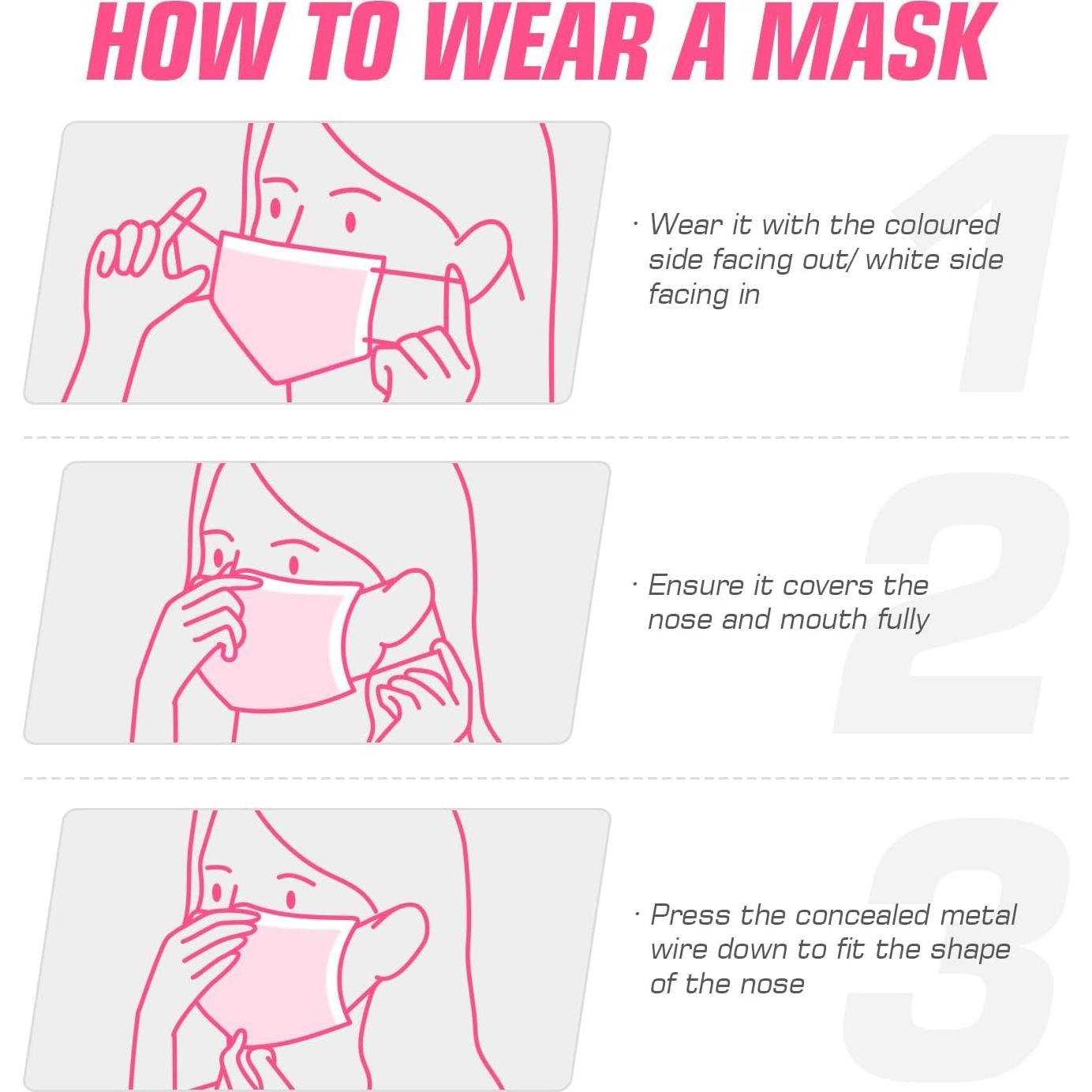 Mascarillas Desechables PM PERFORMOTOR 50 Pcs Rosa 3 Capas