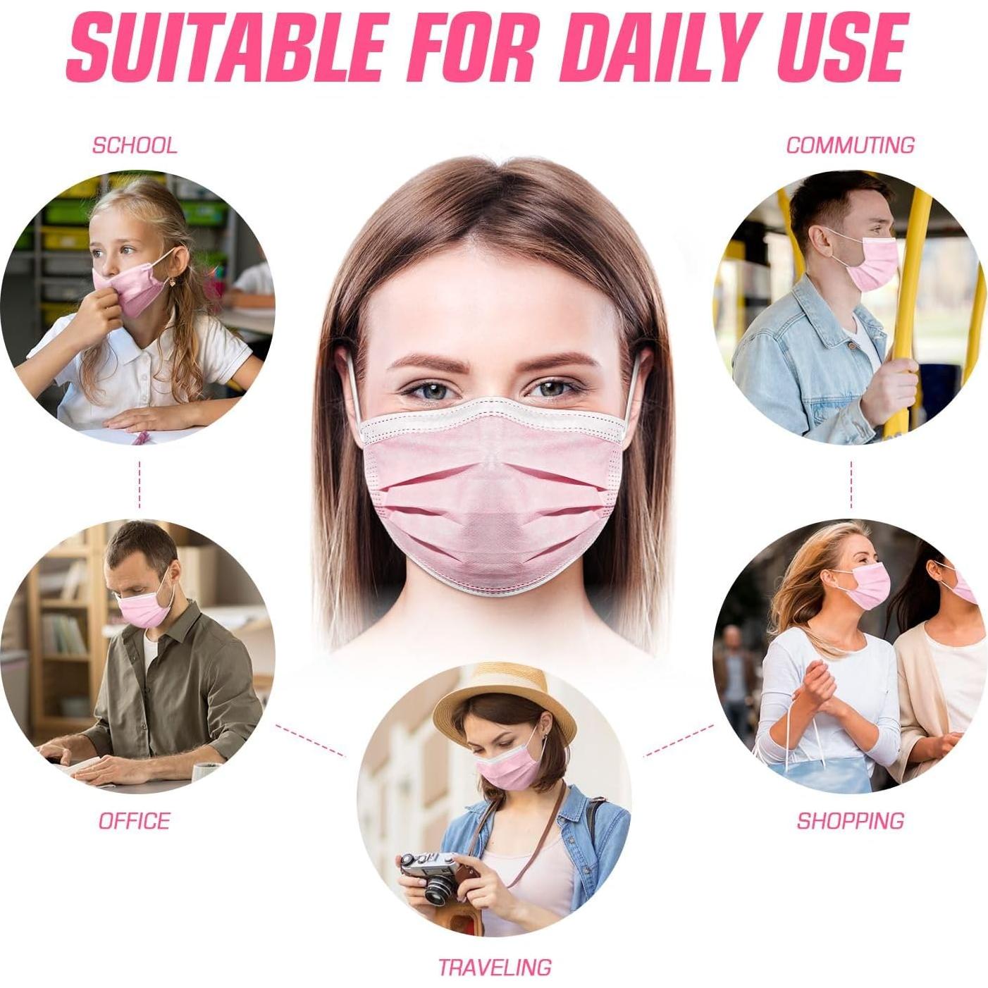 Mascarillas Desechables PM PERFORMOTOR 50 Pcs Rosa 3 Capas