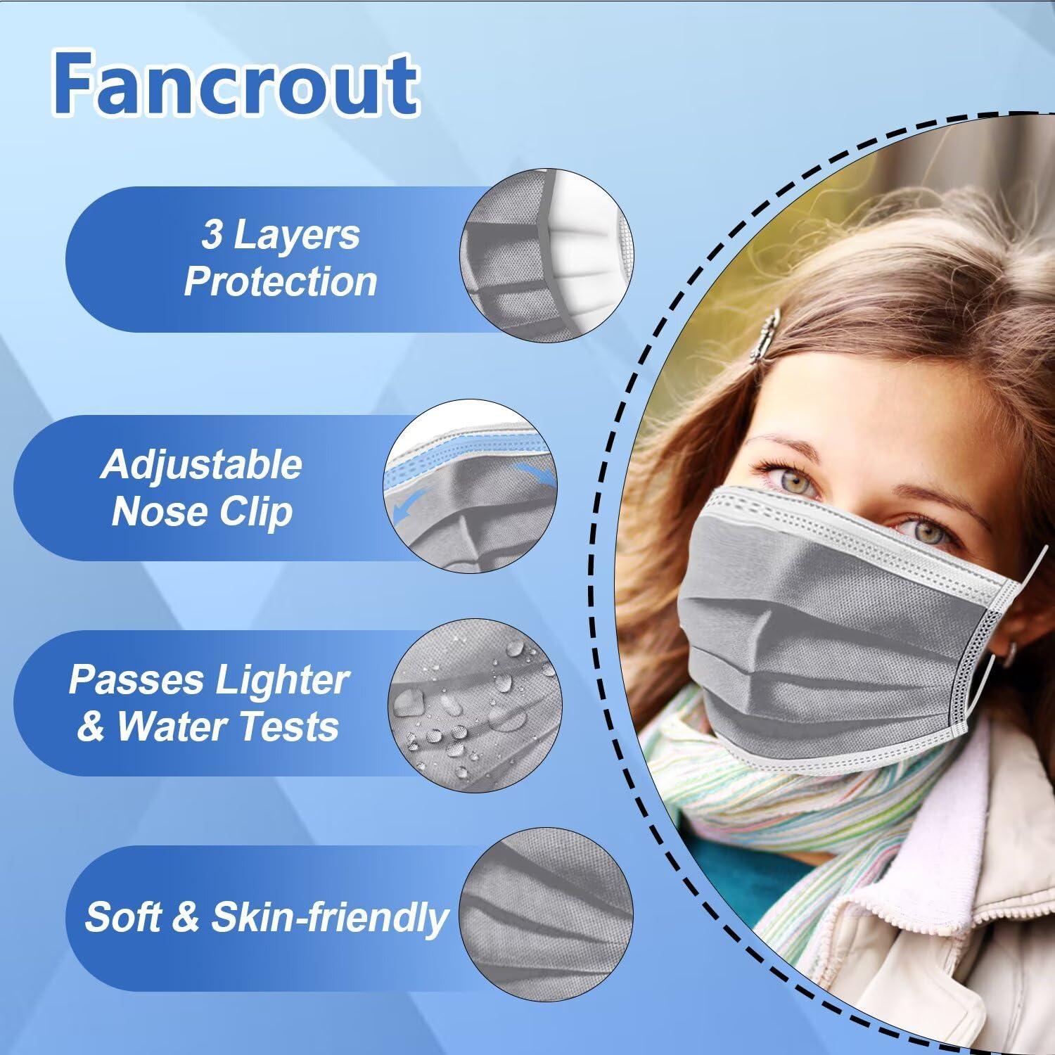 Mascarillas Desechables Grises 3 Capas 100 Unidades Fancrout