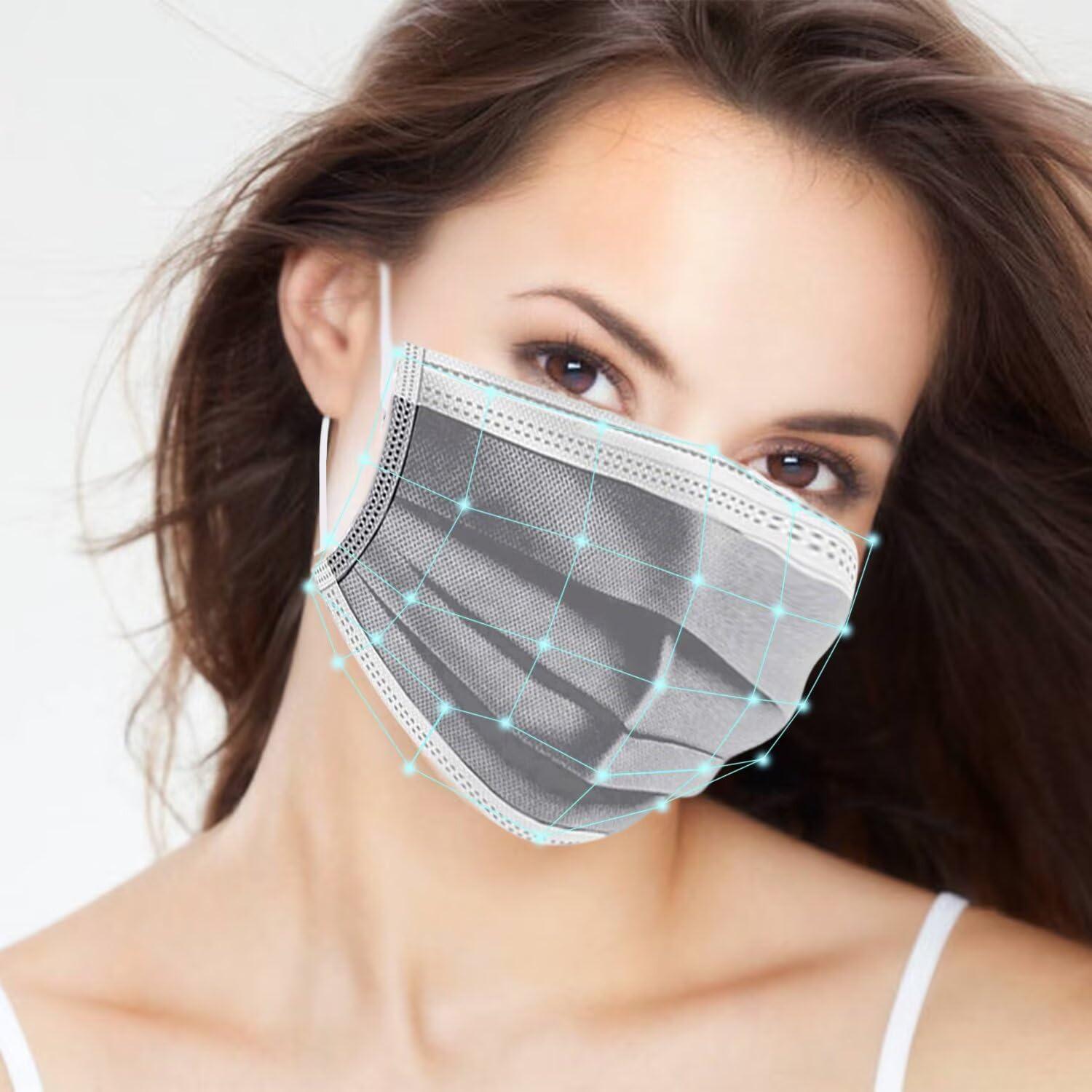 Mascarillas Desechables Grises 3 Capas 100 Unidades Fancrout