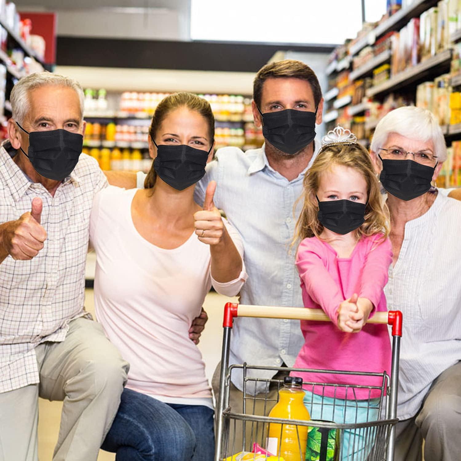 Paquete de 100 Mascarillas Desechables Negras DR.MOXA 3 Capas