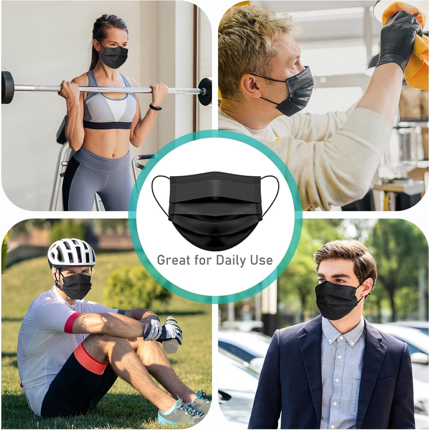 Mascarillas Desechables Negras 4 Capas Assacalynn 50PCS