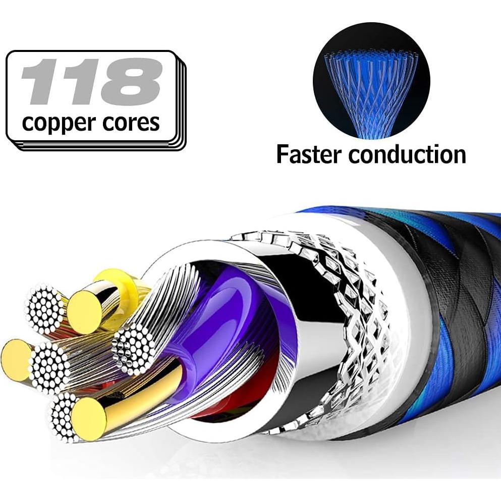 Cable USB Tipo C AIOXQNL 5Pack 8.53m Cargador Rápido Nylon