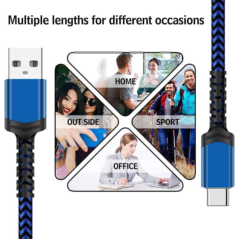 Cable USB Tipo C AIOXQNL 5Pack 8.53m Cargador Rápido Nylon