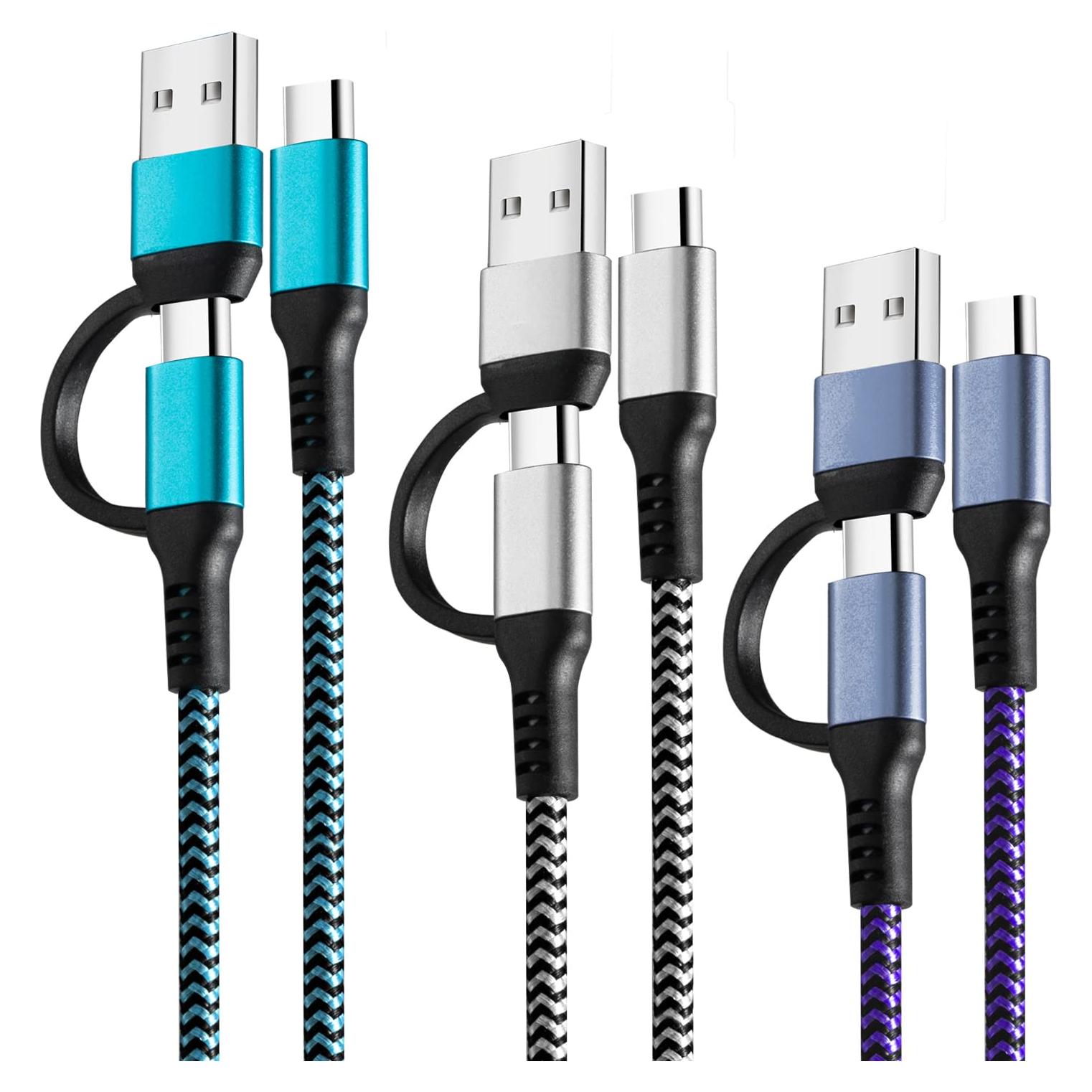 Cable USB C a C 60W QQLIKE 2-en-1 Carga Rápida 1.8m