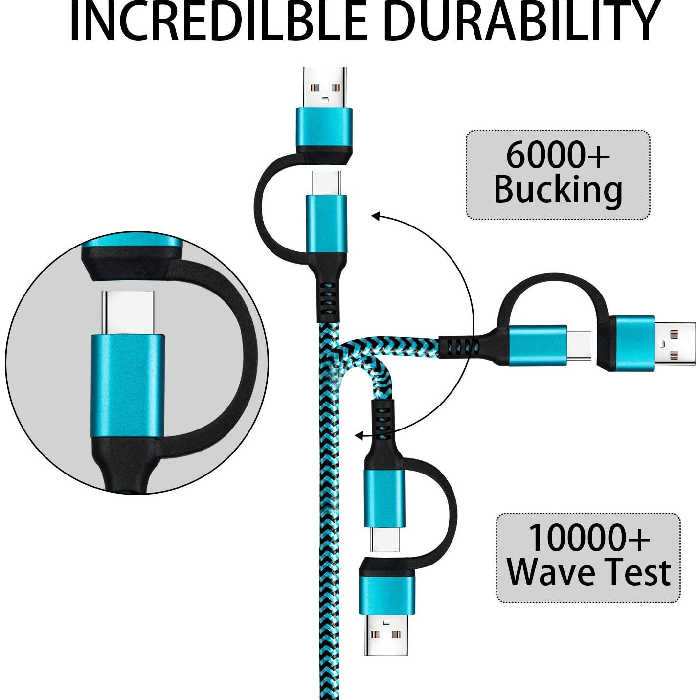 Cable USB C a C 60W QQLIKE 2-en-1 Carga Rápida 1.8m