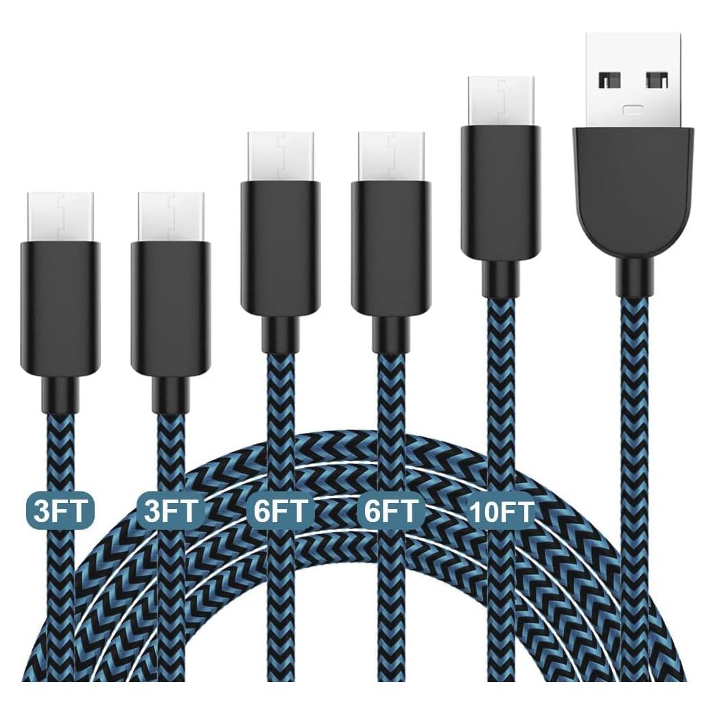 5 Cables USB-C a USB-A AIOXQNL 3A Carga Rápida 0.91-3.05m