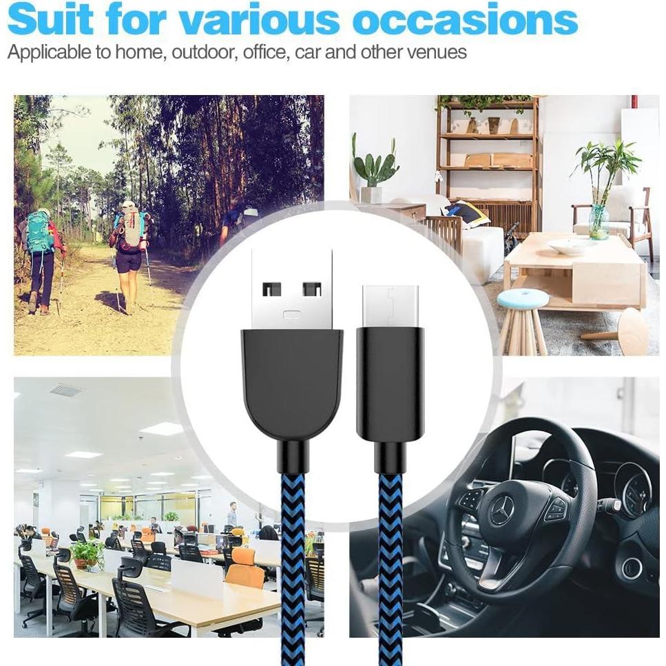 5 Cables USB-C a USB-A AIOXQNL 3A Carga Rápida 0.91-3.05m