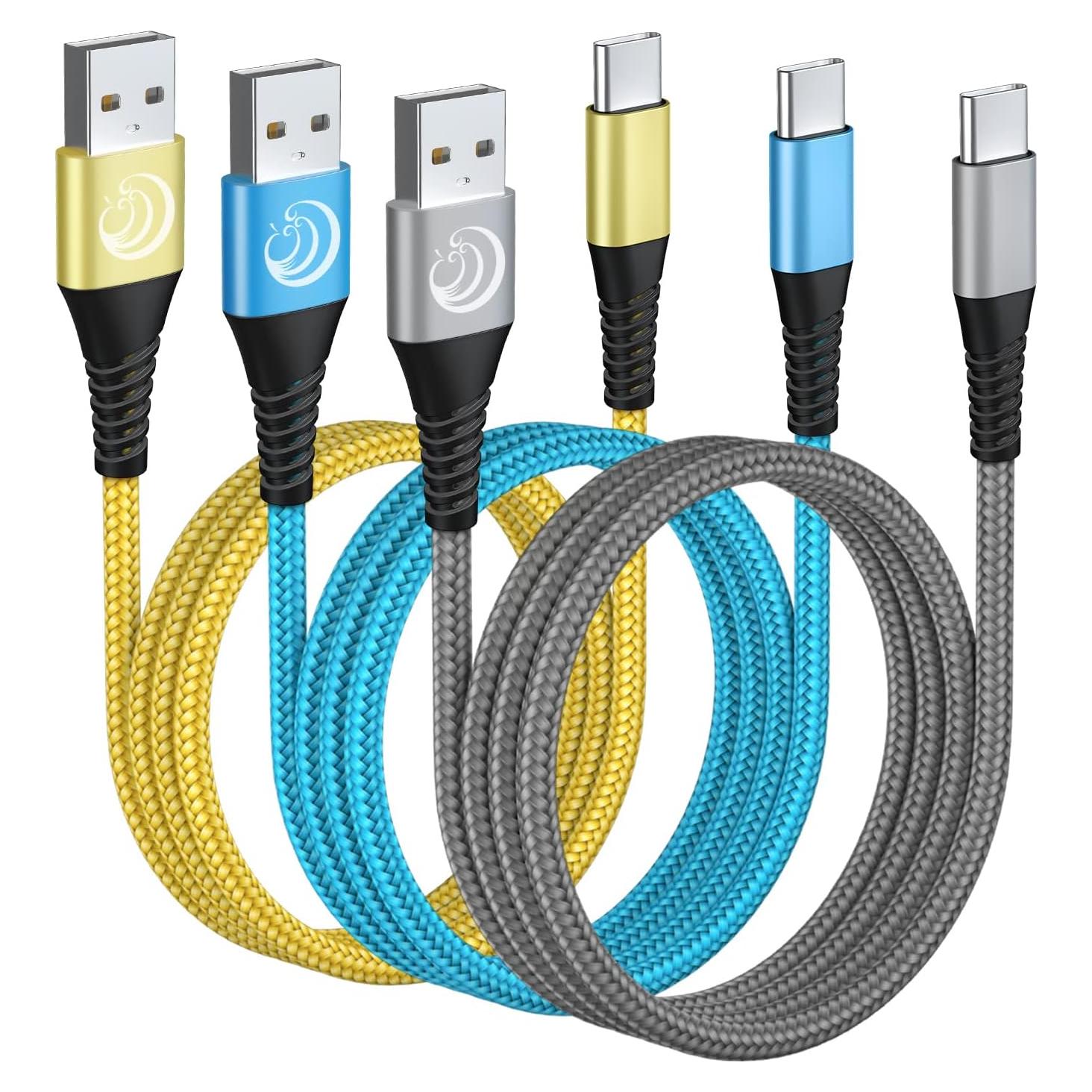 Cable USB C 3Pack 3M Aioneus Carga Rápida Multicolor