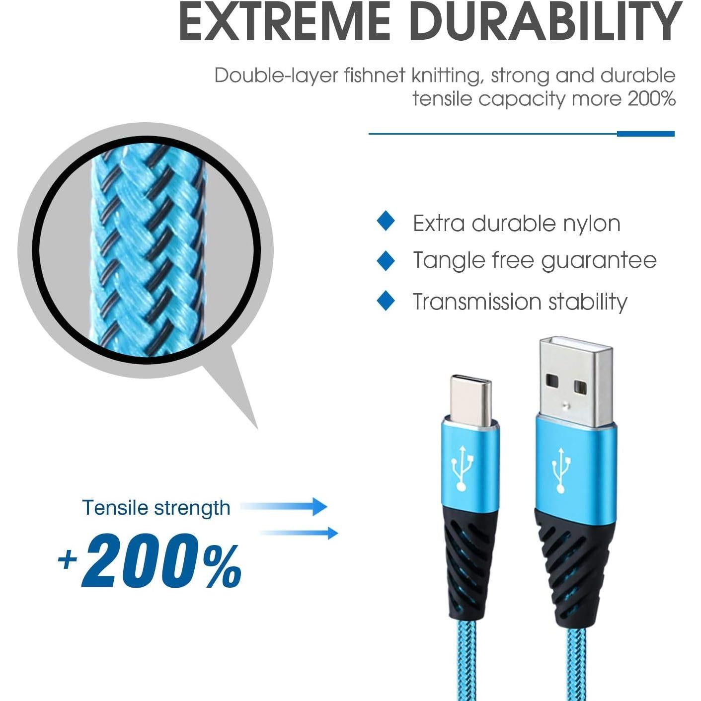 Cable de Carga Rápida USB A a Tipo C Bynccea 10FT 4-Pack