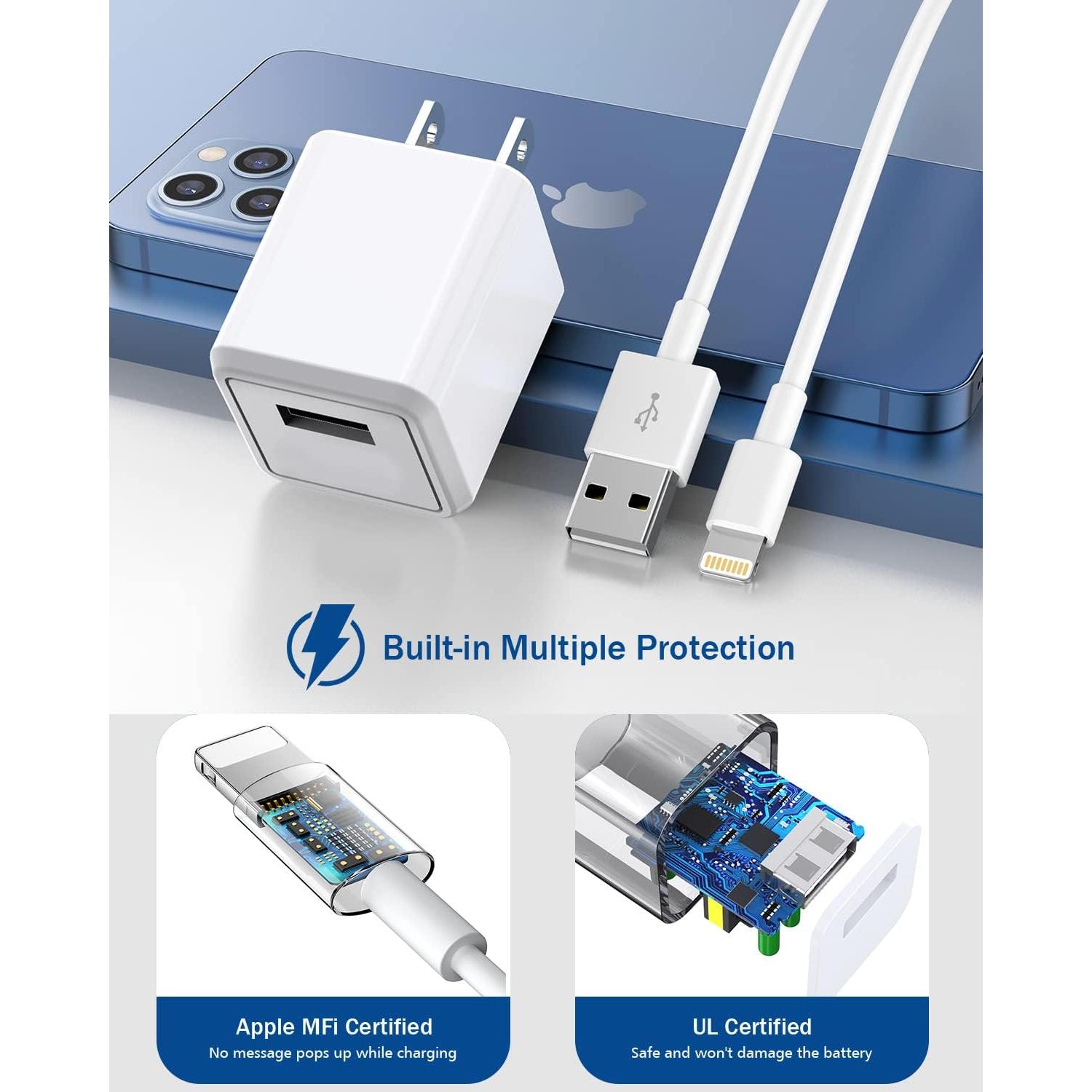 Cargador iPhone 2Pack 6FT USB a Lightning Carga Rápida