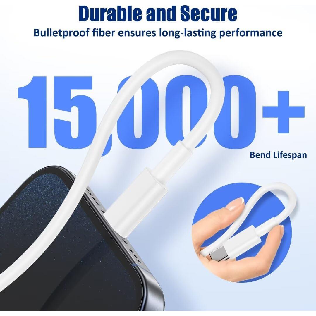 Cargador Rápido 20W Weiship + 3 Cables USB-C 0.91/1.98/3.05m