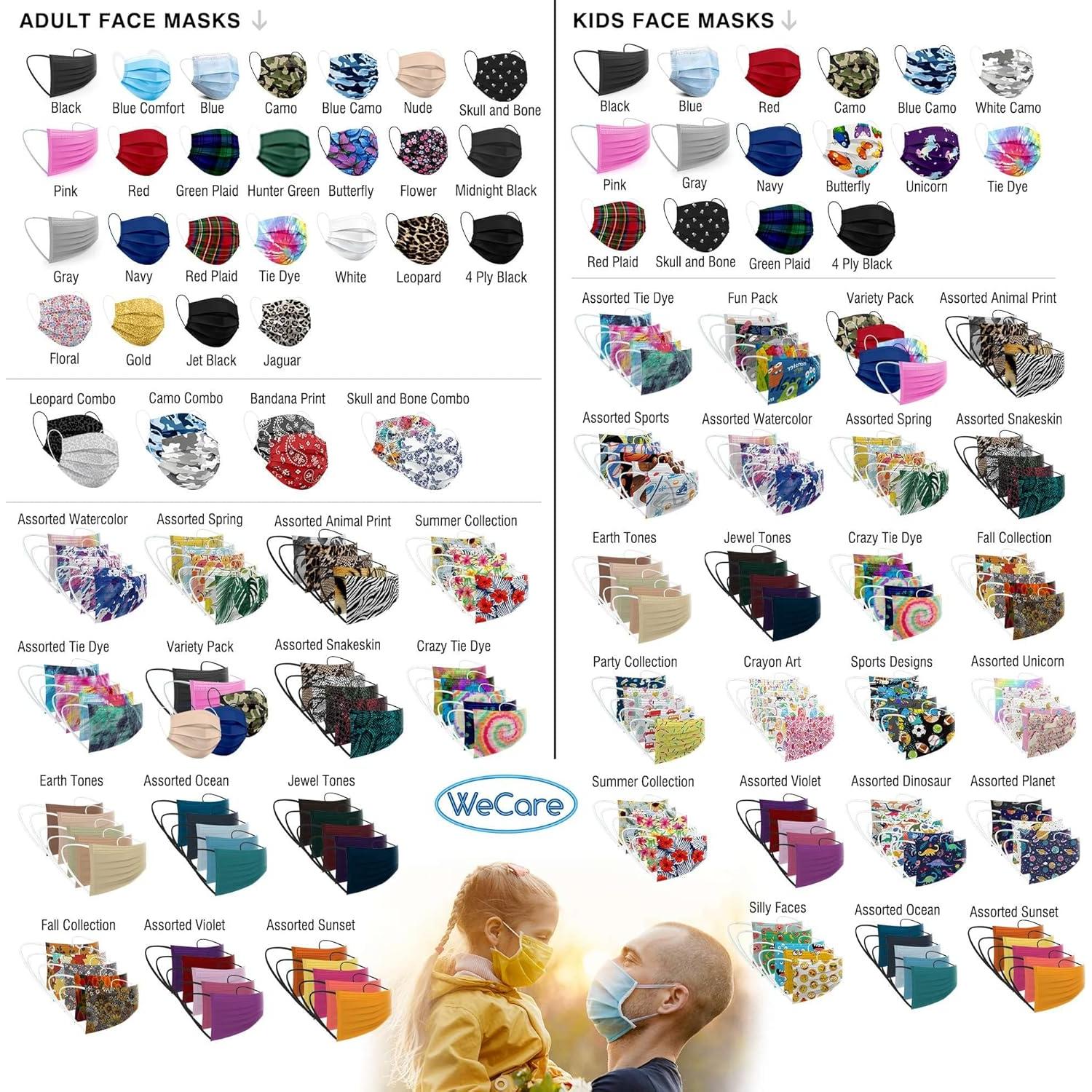 Máscaras Faciales Desechables WeCare - 50 Unidades Colores