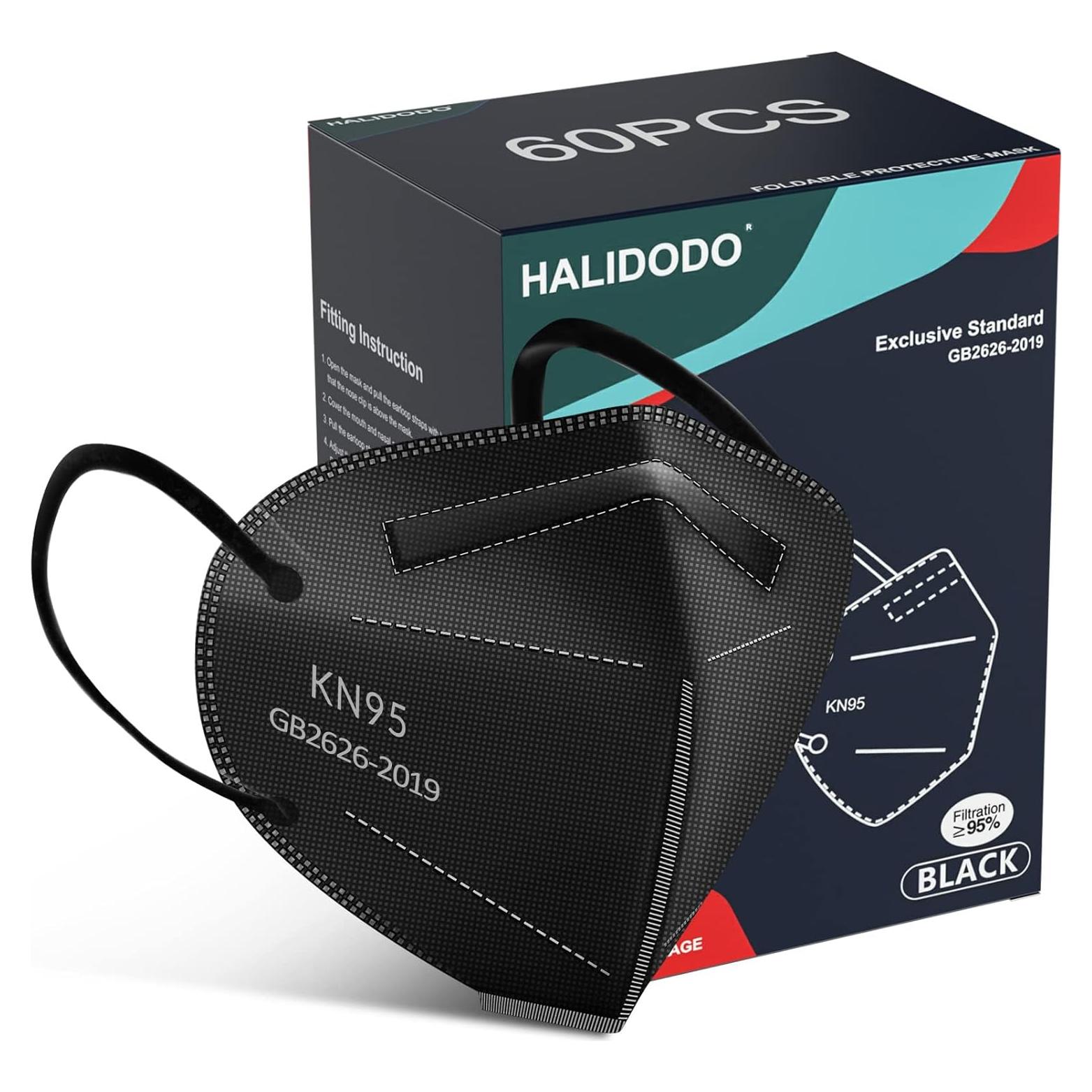 Mascarilla KN95 HALIDODO 60 Paquetes 5 Capas Negra
