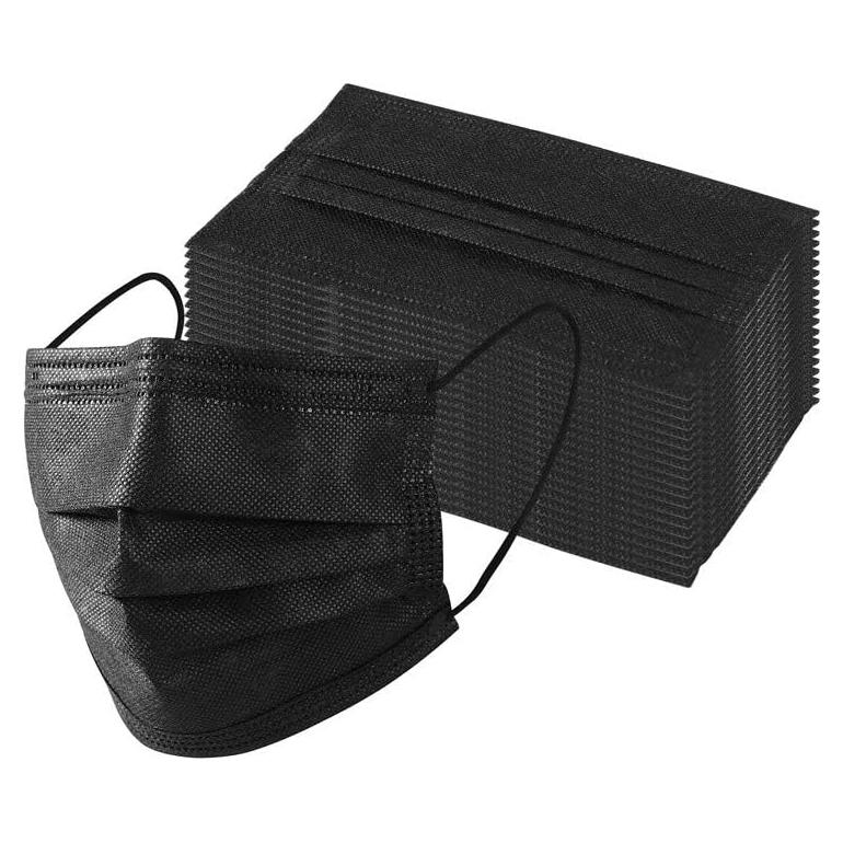 Mascarillas Desechables Negras 3 Capas Paquete de 12