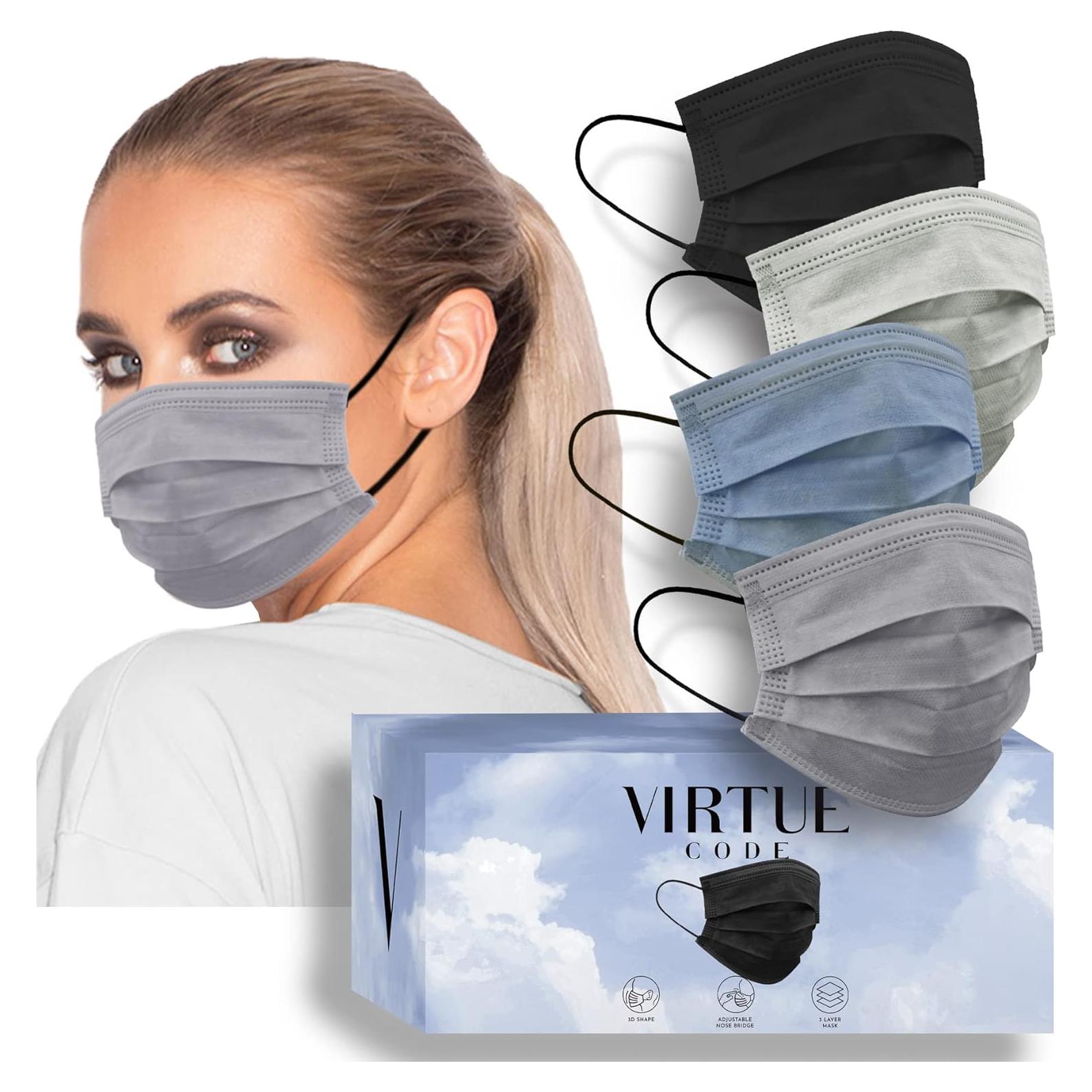 Mascarillas Desechables VIRTUE CODE 3 Capas Coloridas 50 Unidades