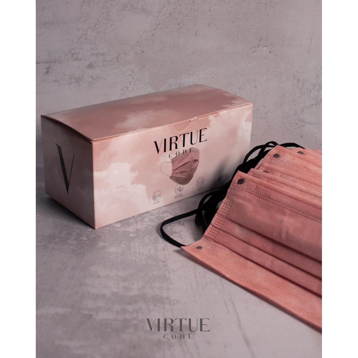 Mascarillas desechables Virtue Code 3 capas color rosa - 50 unidades