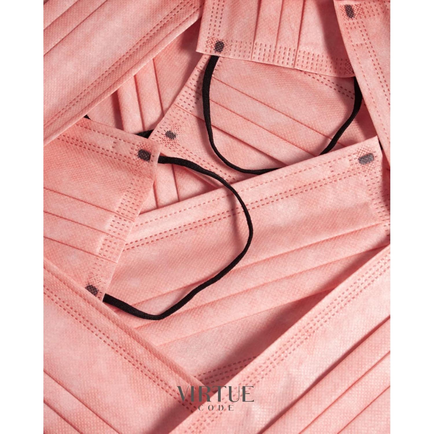 Mascarillas desechables Virtue Code 3 capas color rosa - 50 unidades