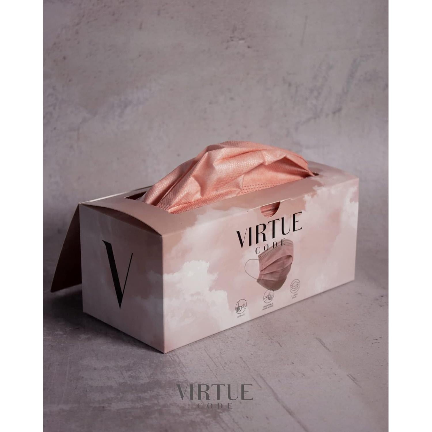 Mascarillas desechables Virtue Code 3 capas color rosa - 50 unidades