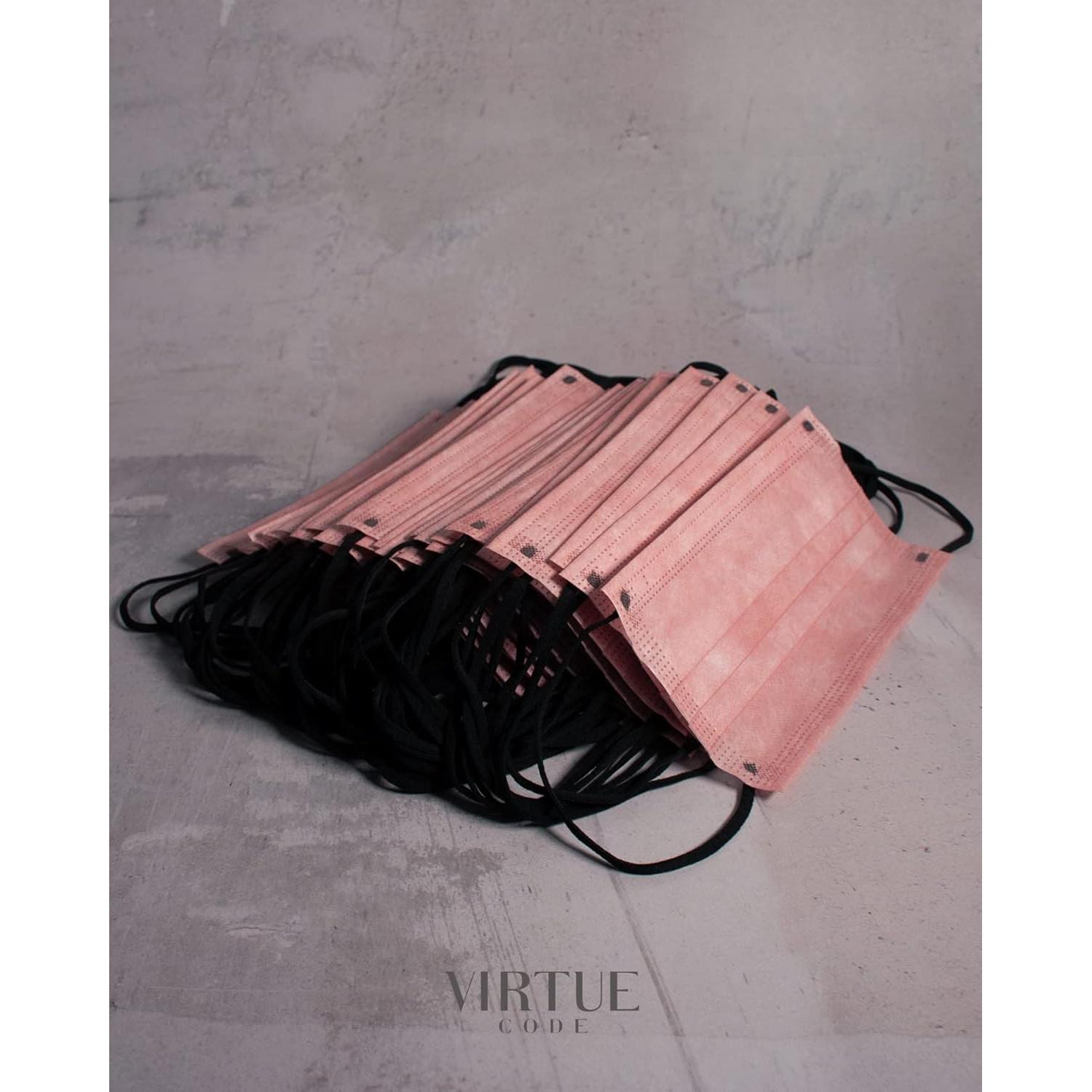Mascarillas desechables Virtue Code 3 capas color rosa - 50 unidades