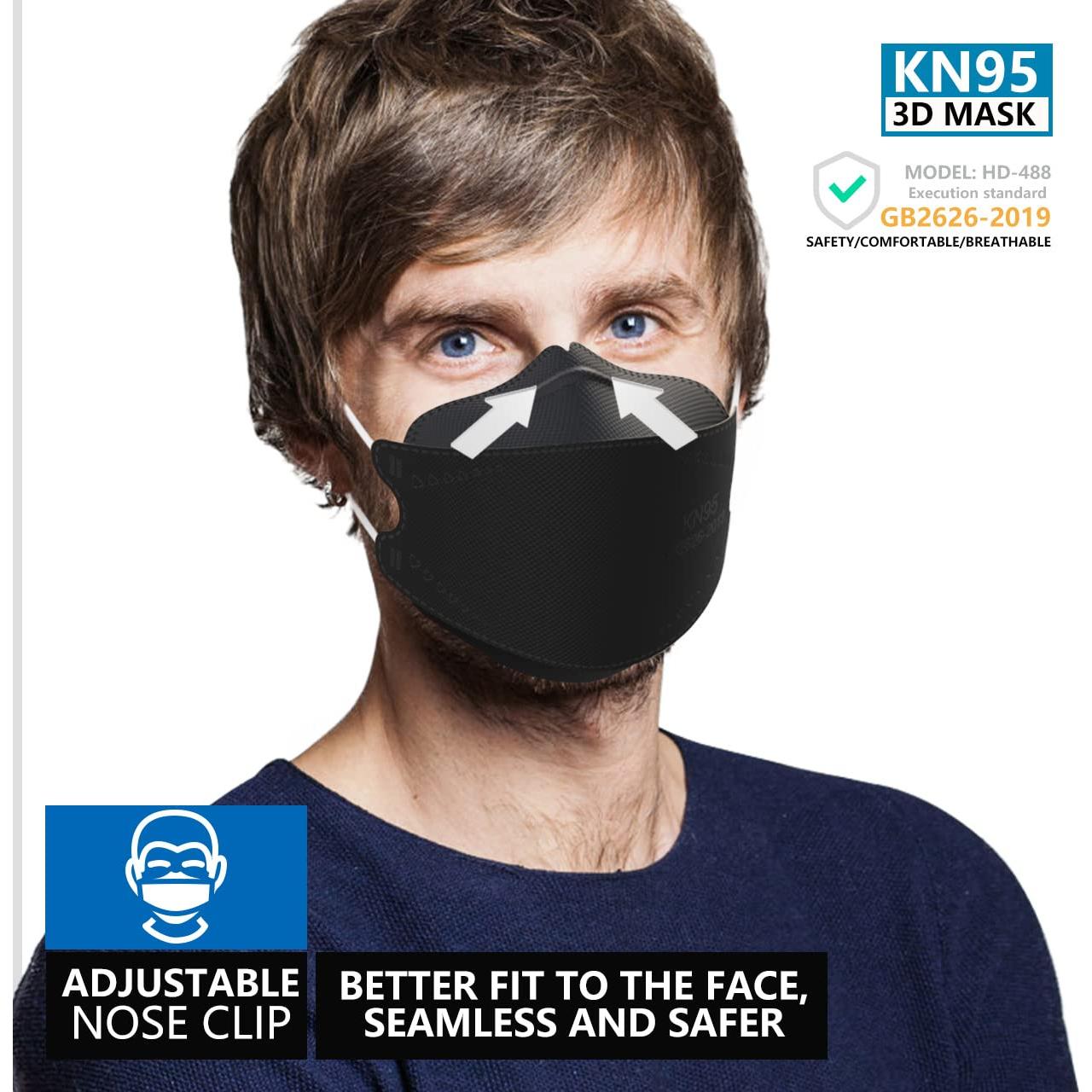 Mascarillas KN95 KIMARS Paquete de 50 Unidades Negras